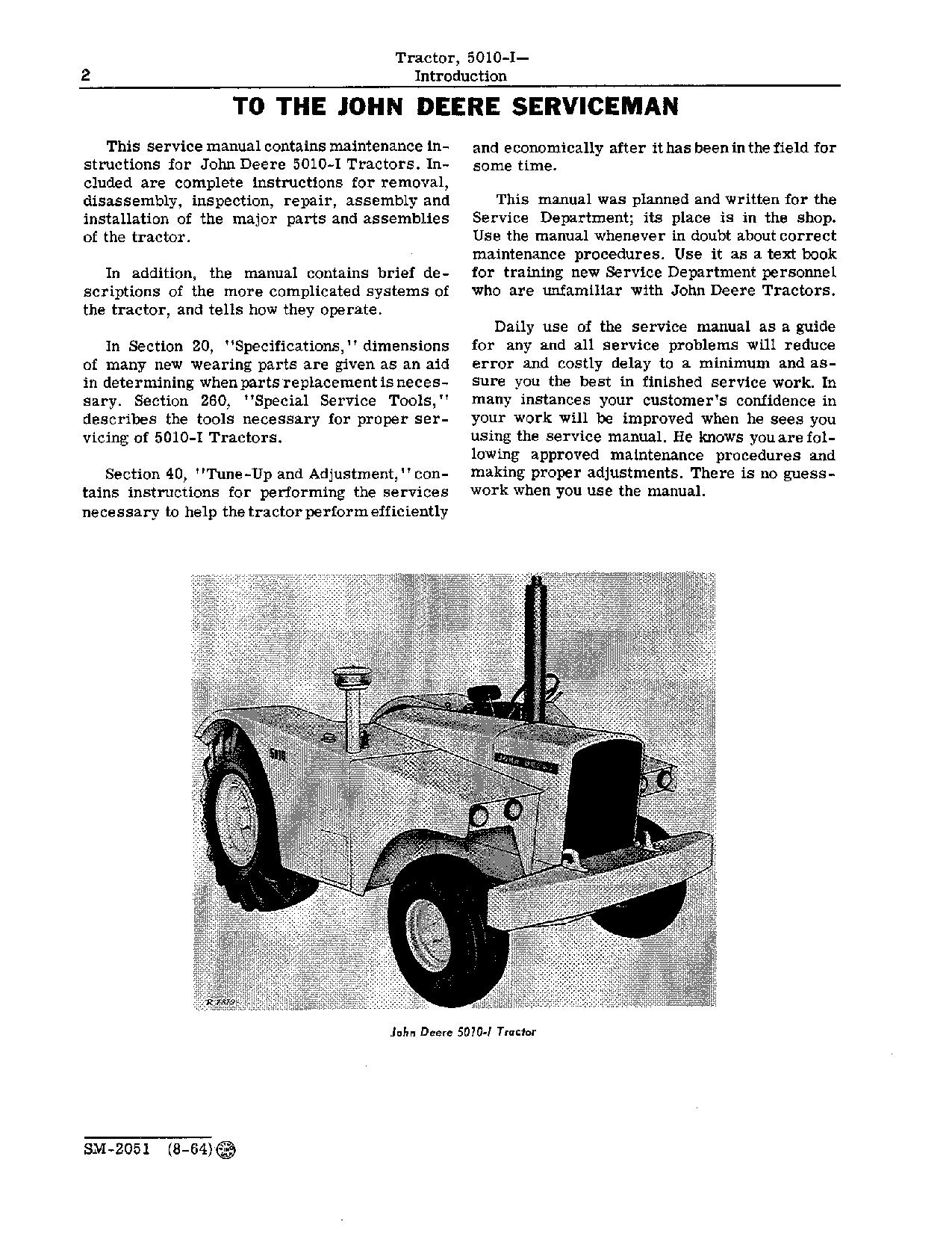 John Deere 5010 I Tractors Service Manual SM2051 (2)