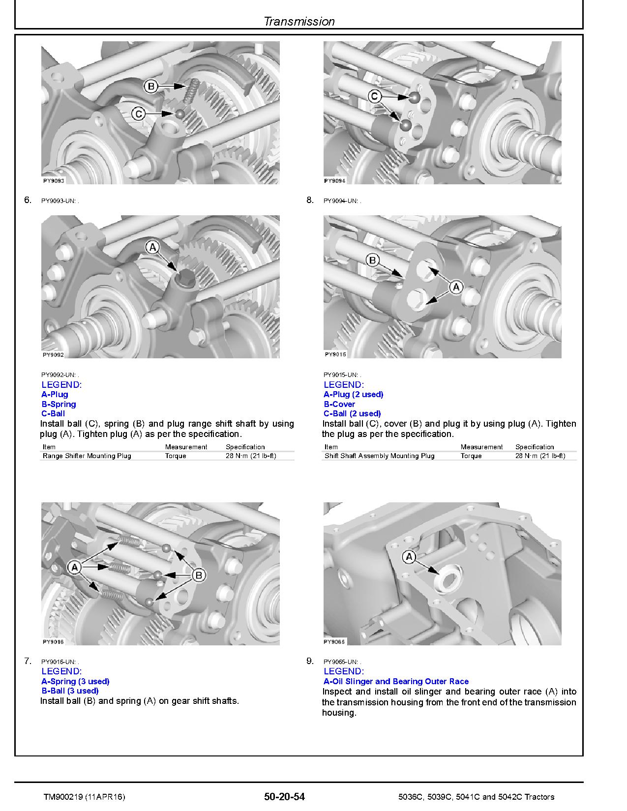 John Deere 5036C 5039C 5041C 5042C Tractors Indian Repair Manual TM900219 (2)