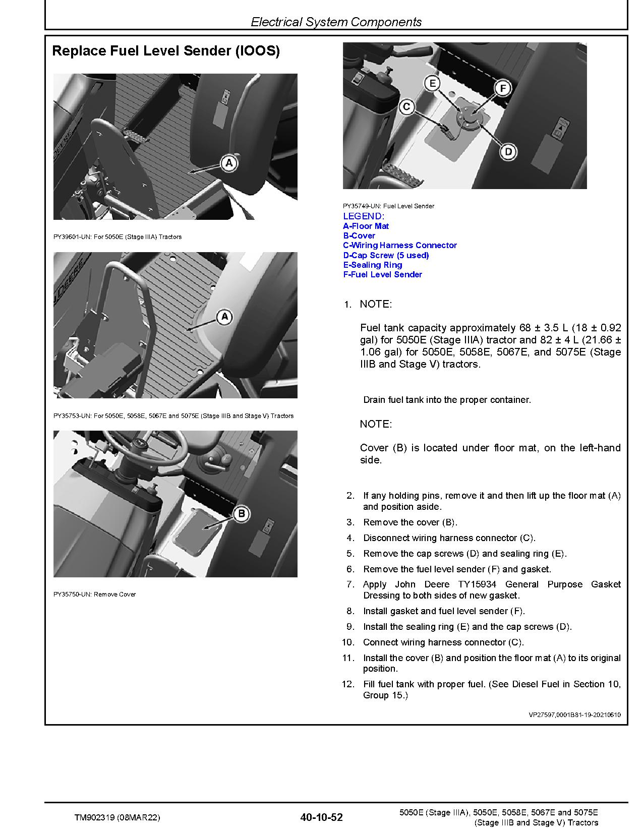 John Deere 5050E Stage IIIA 5058E 5067E 5075E Stage IIIB V Tractors Repair Manual TM902319 (2)