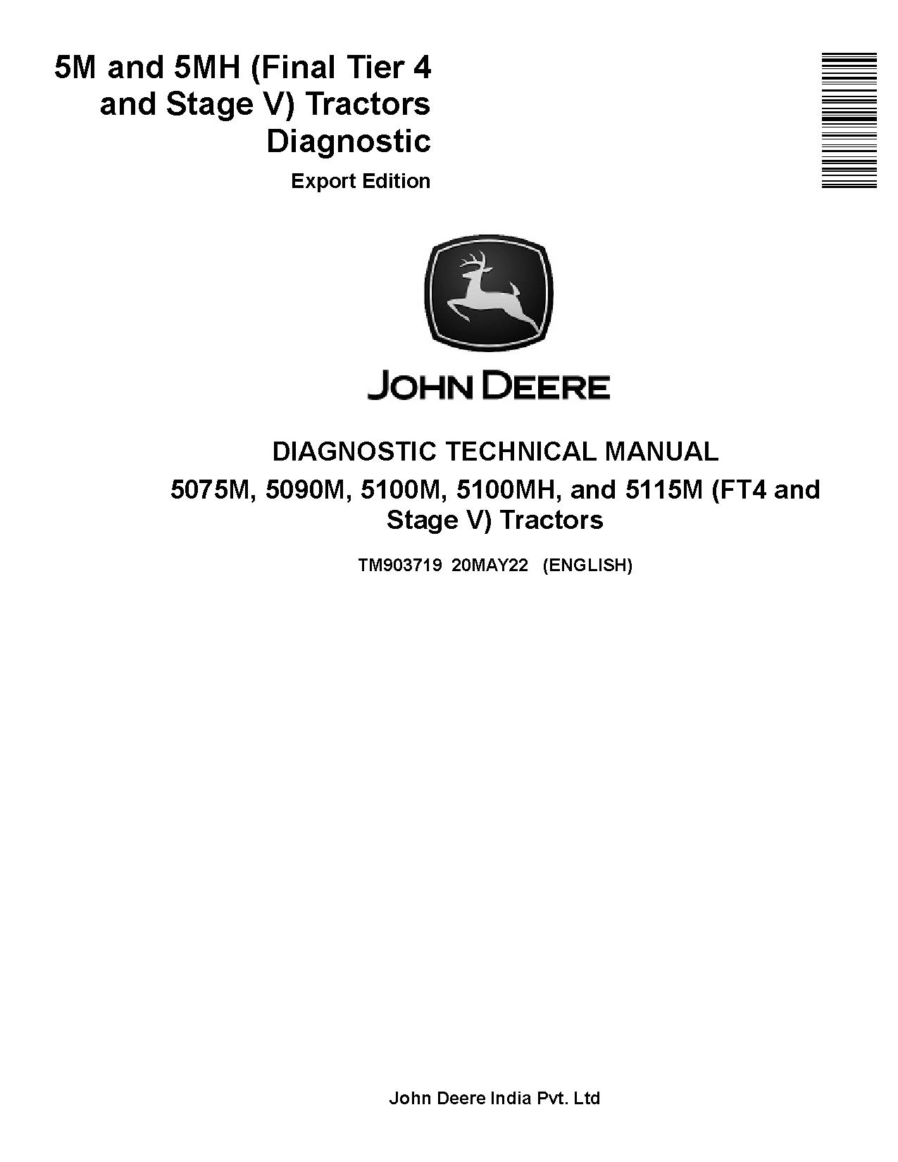 John Deere 5075M 5090M 5100M 5100MH 5115M Tractors Export Diagnostic Manual TM903719 (1)