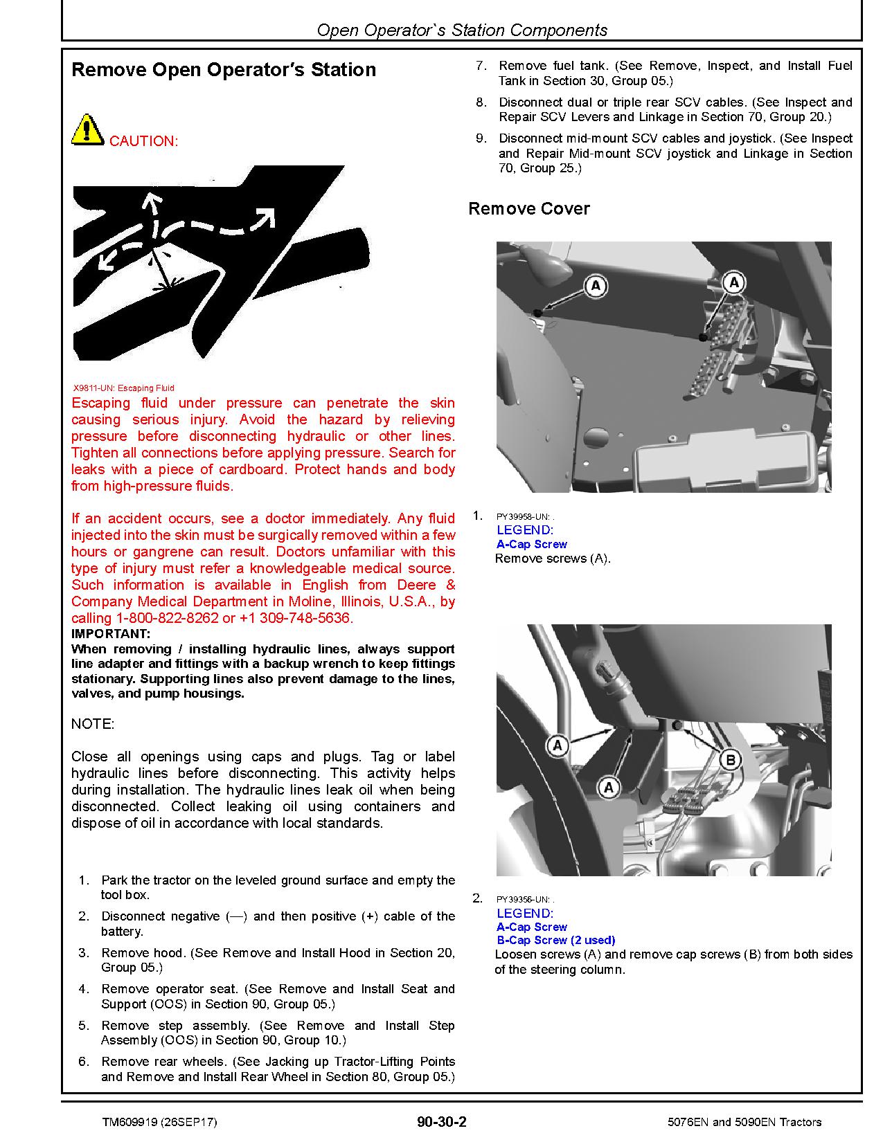 John Deere 5076EN 5090EN Tractors Repair Manual TM609919 (4)
