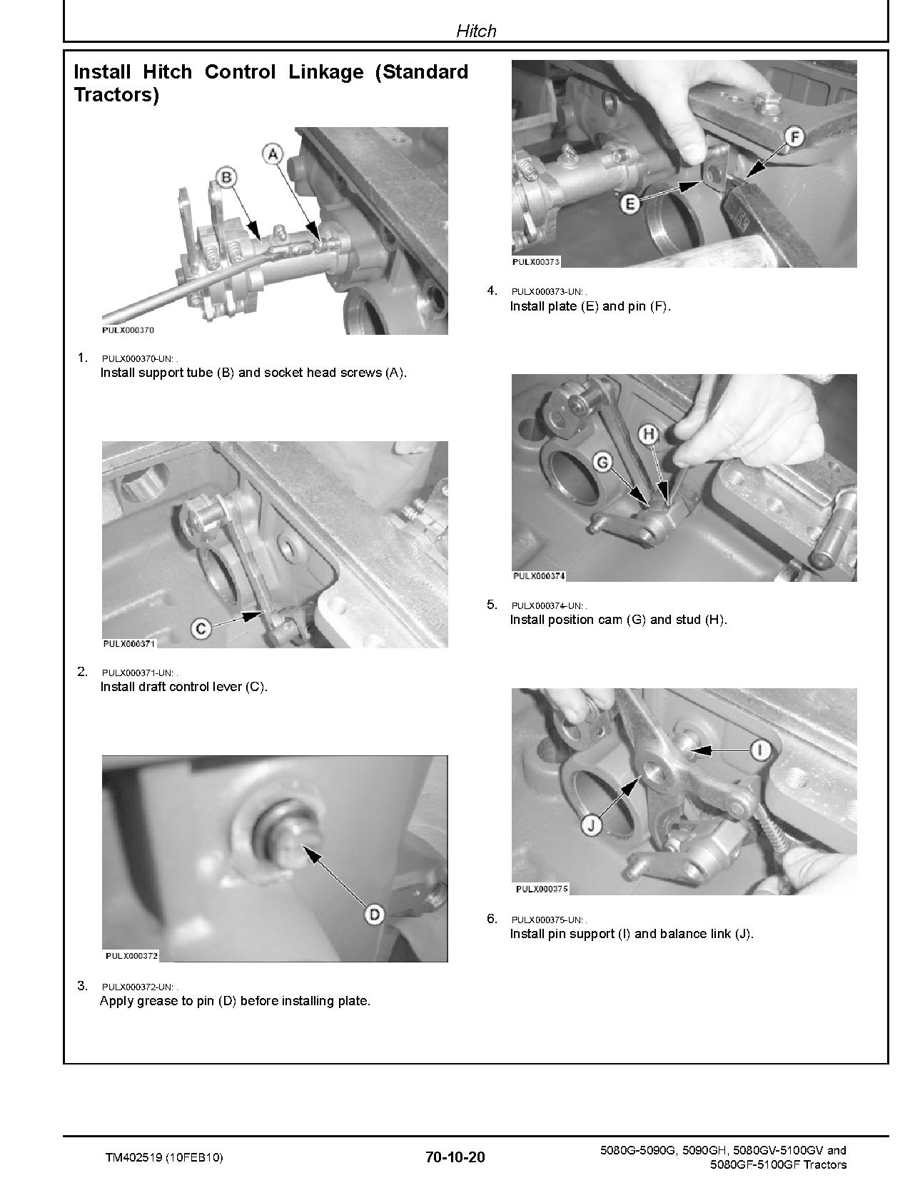 John Deere 5080G 5080GF 5080GV 5090G 5090GF 5090GH 5090GV 5100GF 5100GV Tractors Repair Manual TM402519 (4)