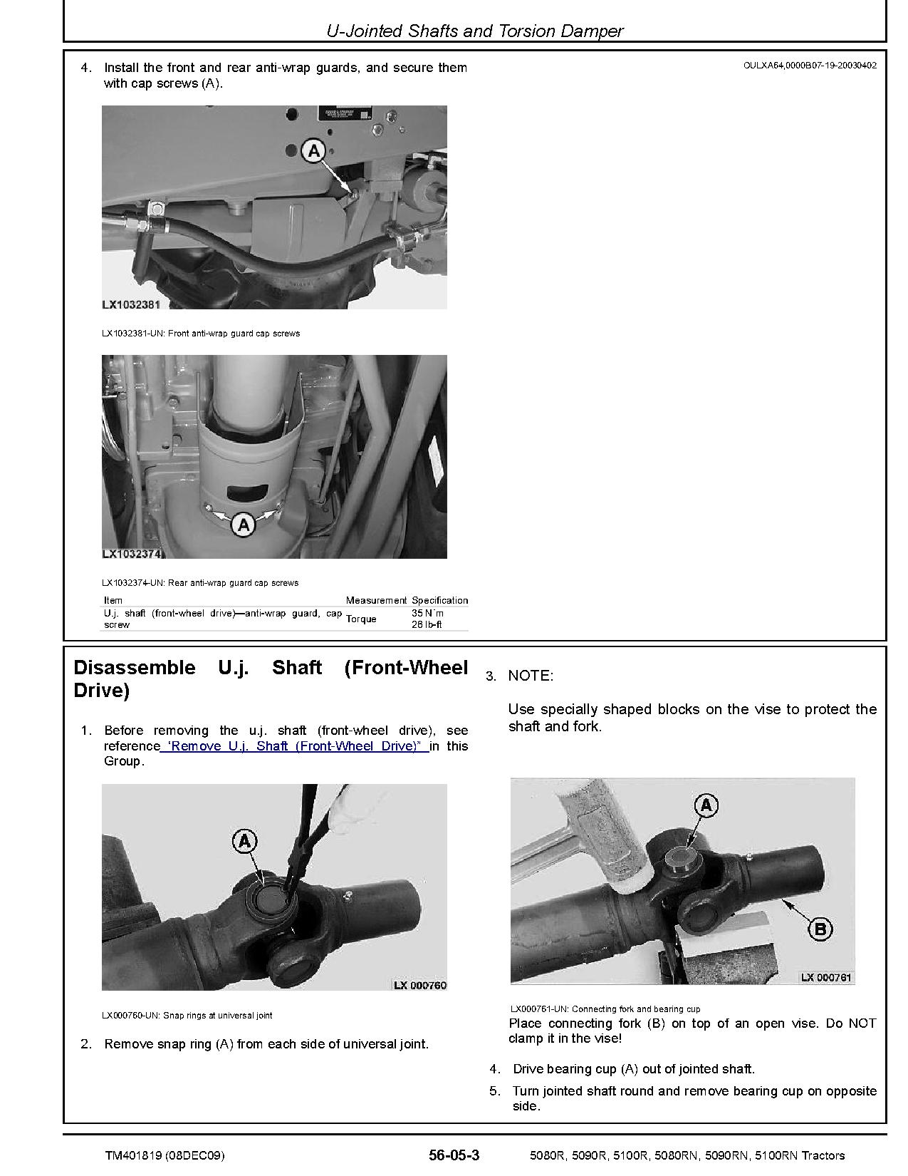 John Deere 5080R 5080RN 5090R 5090RN 5100R 5100RN Tractors European Repair Manual TM401819 (3)