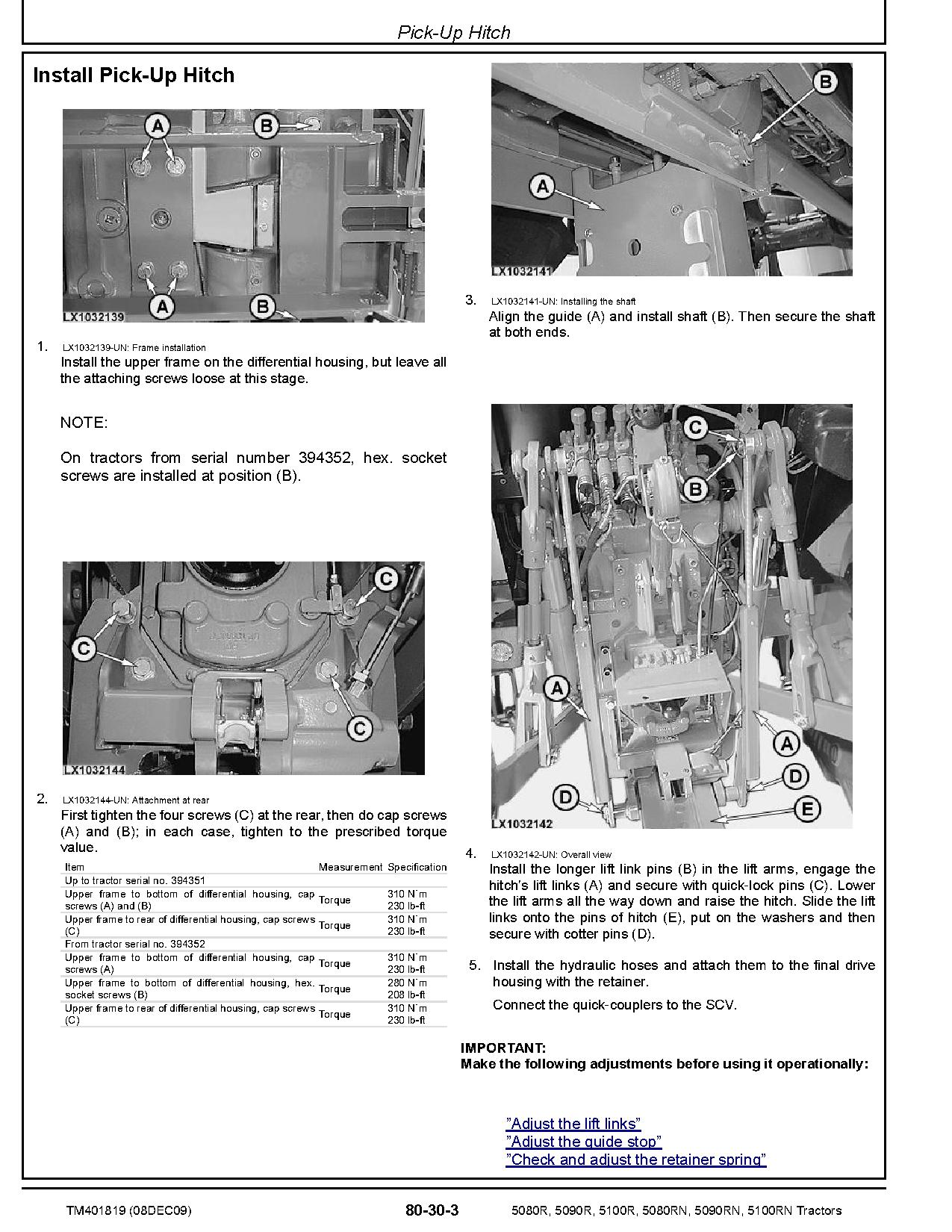 John Deere 5080R 5080RN 5090R 5090RN 5100R 5100RN Tractors European Repair Manual TM401819 (4)
