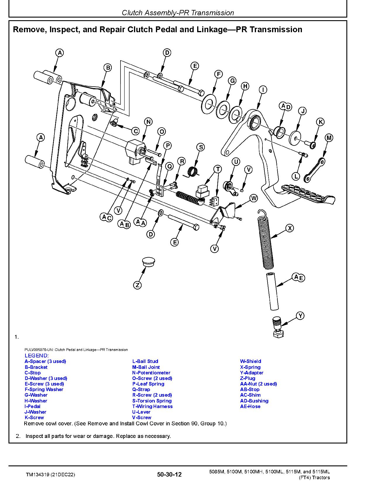 John Deere 5085M 5100M 5100MH 5100ML 5115M 5115ML FT4 Tractors Repair Manual TM134319 (4)
