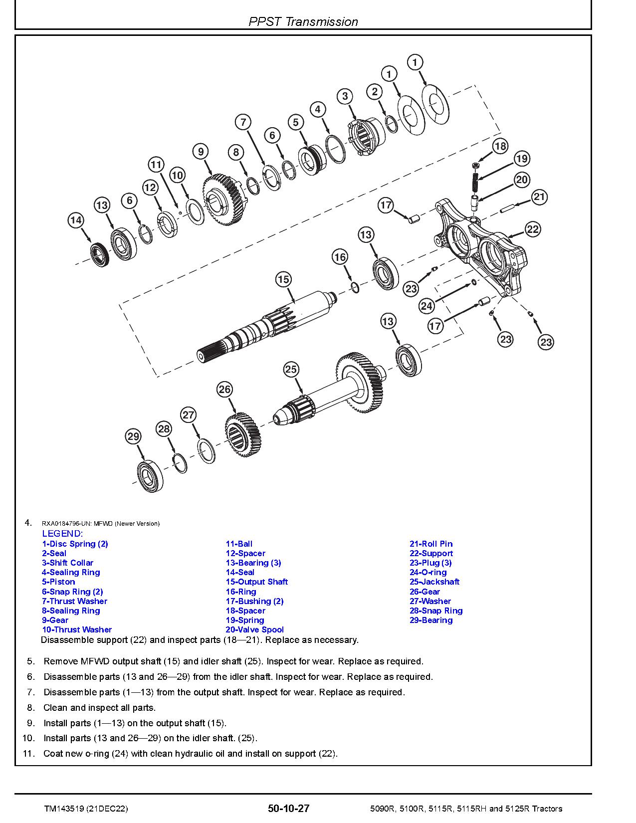 John Deere 5090R 5100R 5115R 5115RH 5125R FT4 Stage IIIB Tractors Repair Manual TM143519 (2)