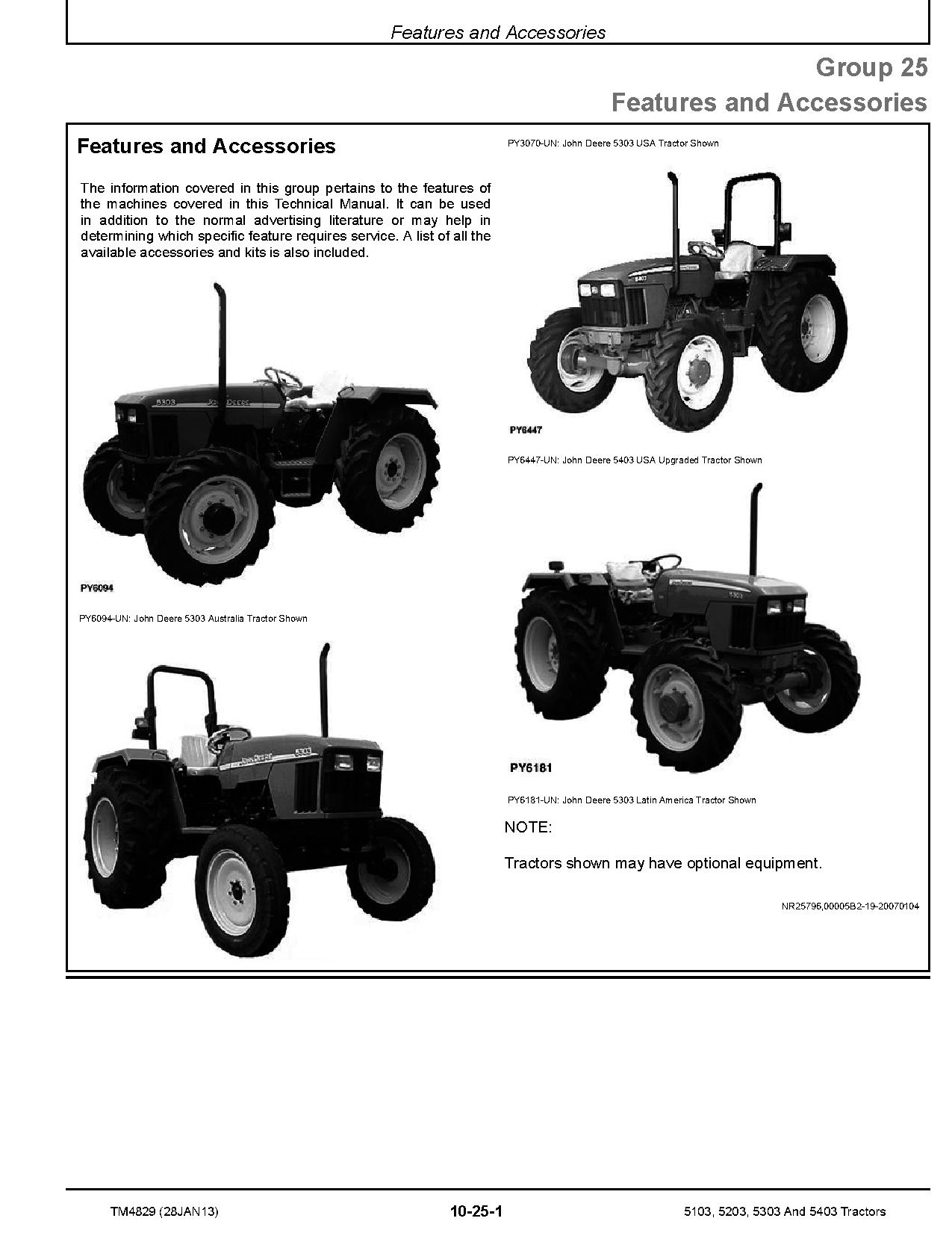 John Deere 5103 5203 5303 5403 Tractors USA Australia Latin America Technical Manual TM4829 (2)