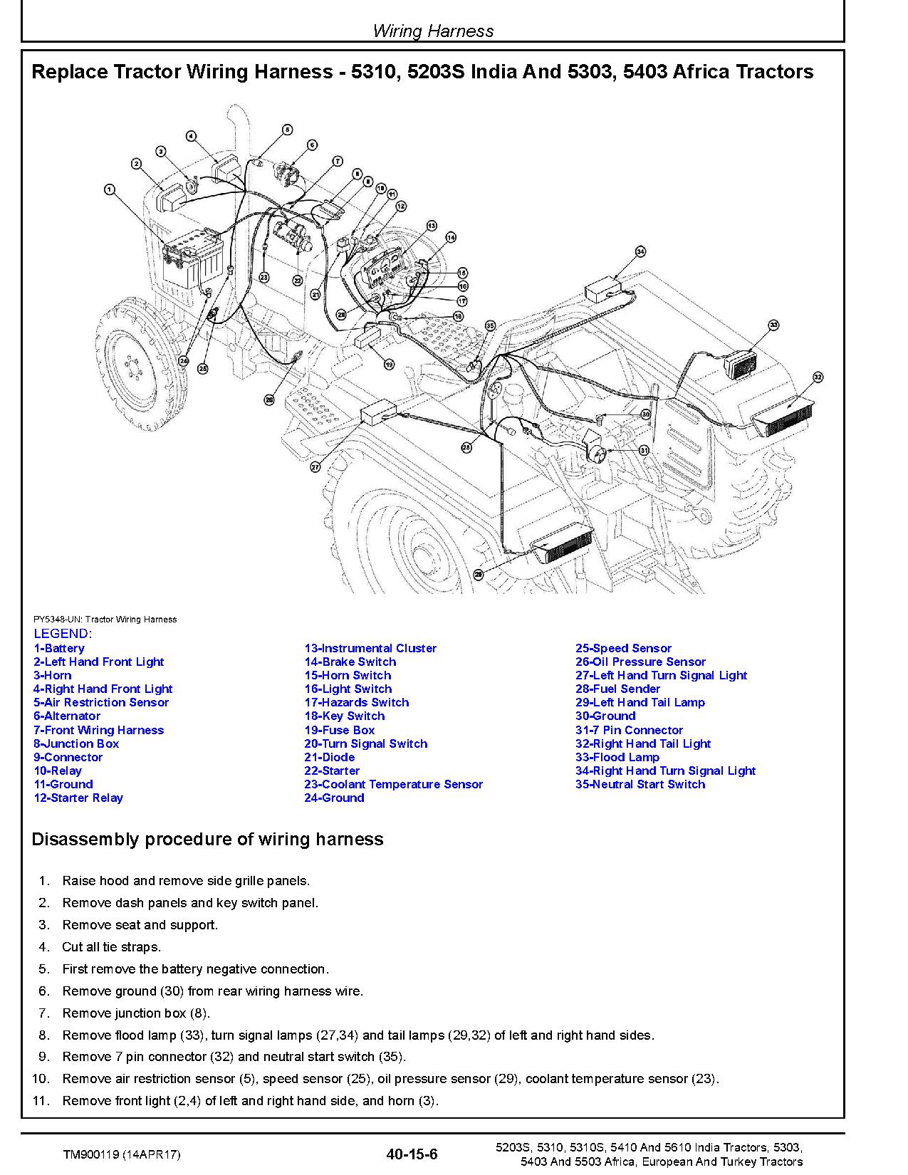 John Deere 5203S 5303 5310 5310S 5403 5410 5503 5610 Tractors Europe Asia Africa Technical Manual TM900119 (3)