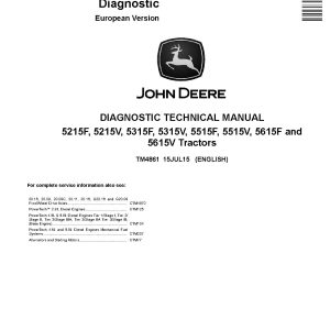 John Deere 5215F 5215V 5315F 5315V 5515F 5515V 5615F 5615V Tractors European Diagnostic Manual TM4861 (1)