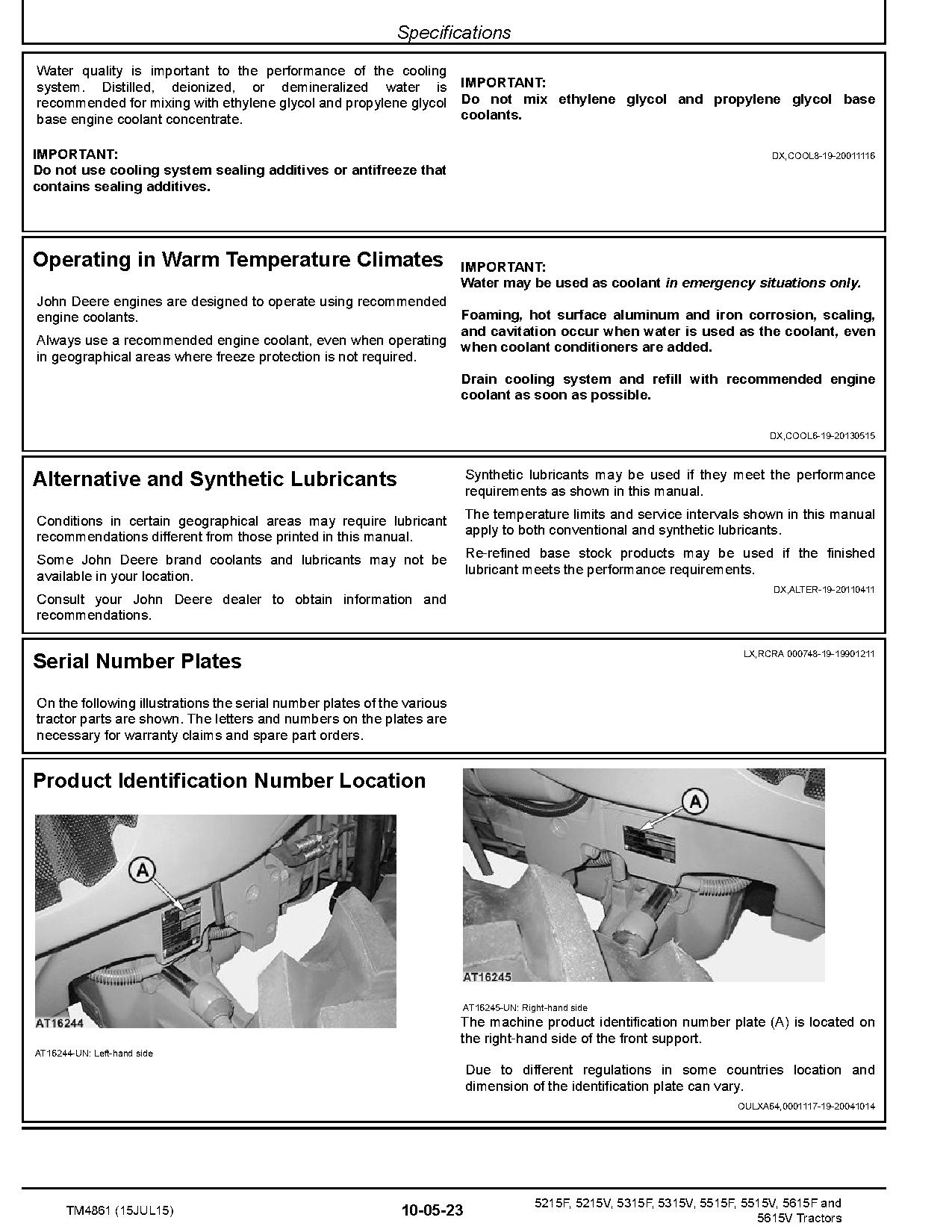 John Deere 5215F 5215V 5315F 5315V 5515F 5515V 5615F 5615V Tractors European Diagnostic Manual TM4861 (2)