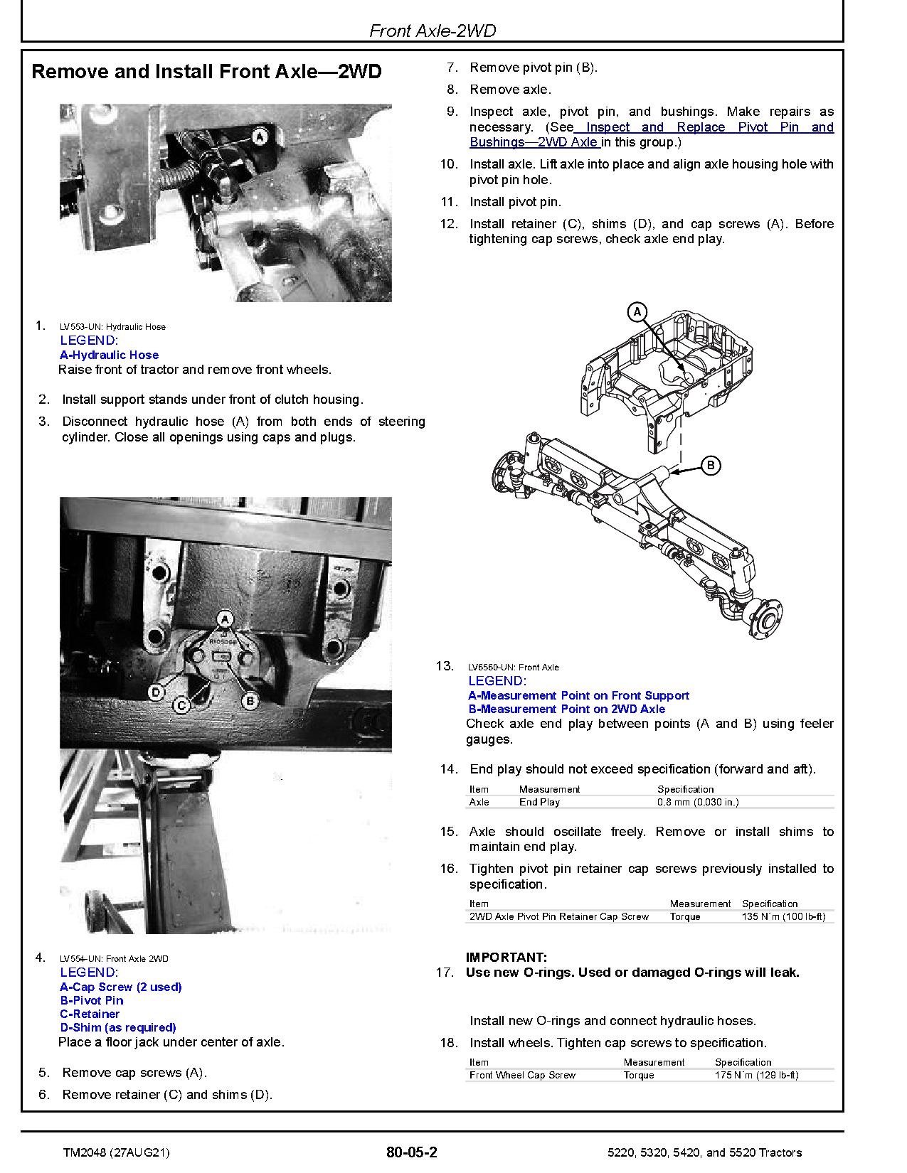John Deere 5220 5320 5420 5520 Tractors Repair Manual TM2048 (4)