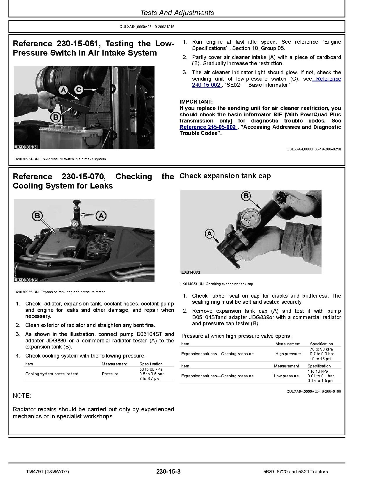 John Deere 5620 5720 5820 Tractors European Operation Test Manual TM4791 (2)