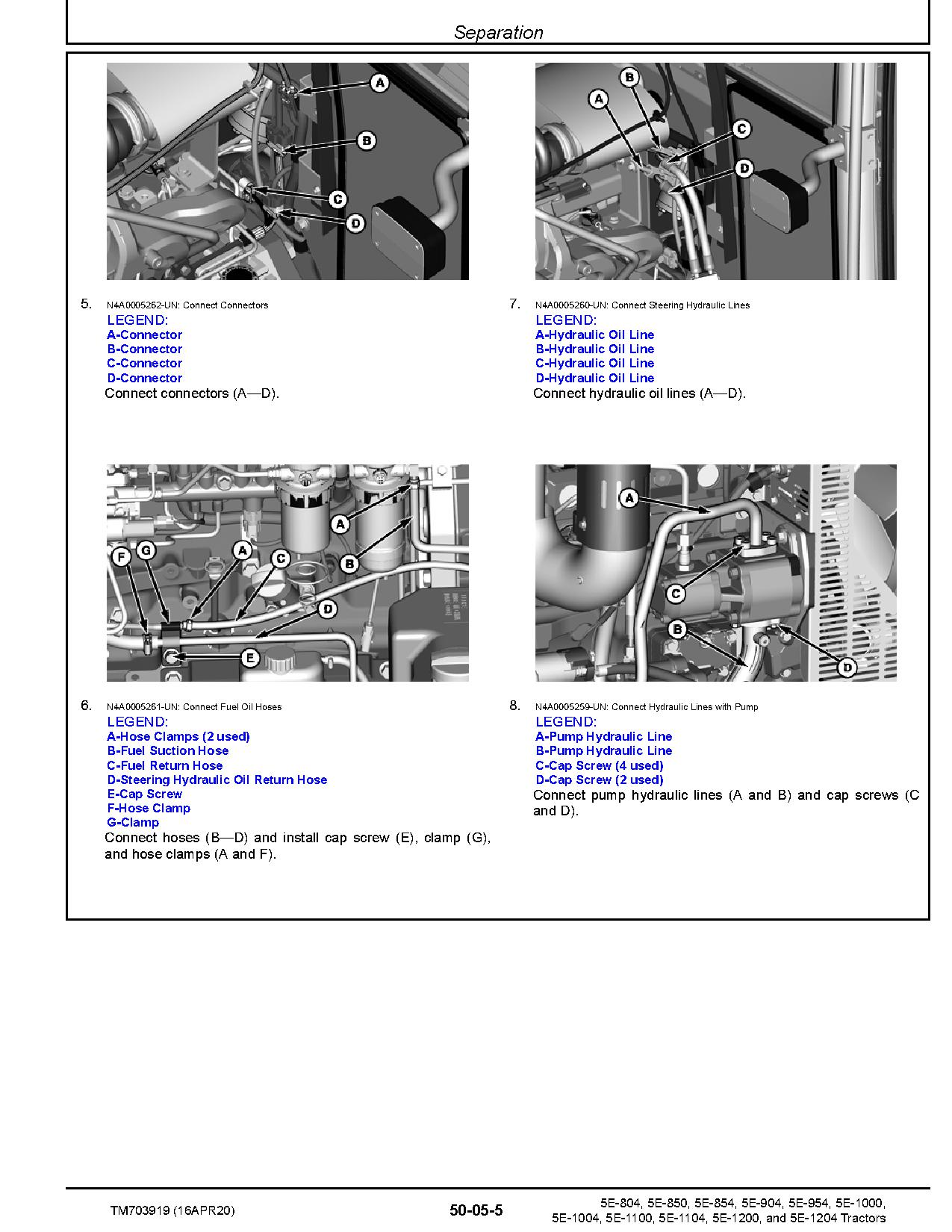 John Deere 5E 1000 5E 1004 5E 1100 5E 1104 5E 1200 5E 1204 5E 804 5E 850 5E 854 5E 904 5E 954 China Tractors from MY18 Repair Manual TM703919 (2)