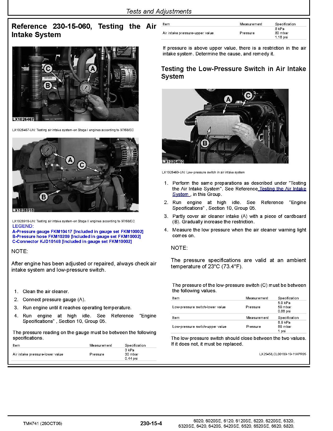 John Deere 6020 6020SE 6120 6120SE 6220 6220SE 6320 6320SE 6420 6420S 6420SE 6520 6520SE 6620 6820 6920 6920S Tractors European Operation Test Manual TM4741 (2)