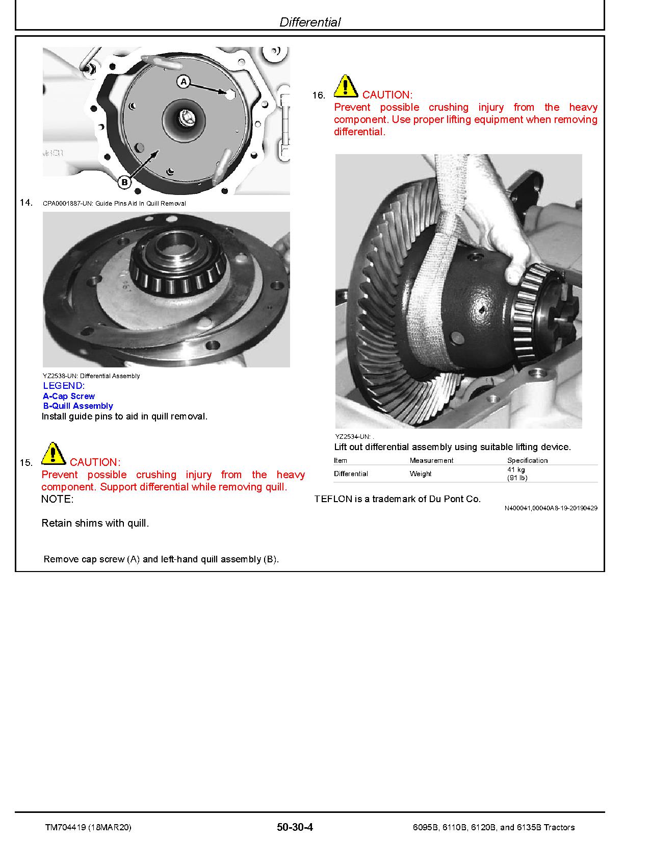 John Deere 6095B 6110B 6120B 6135B Tractors Export Repair Manual TM704419 (2)