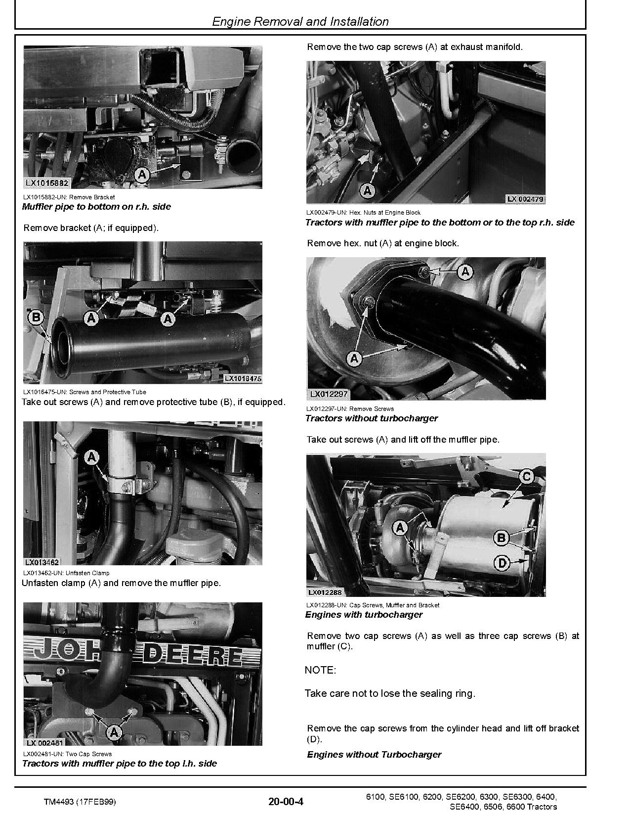 John Deere 6100 6100SE 6200 6200SE 6300 6300SE 6400 6400SE 6506 6600 Tractors Europe Repair Manual TM4493 (2)