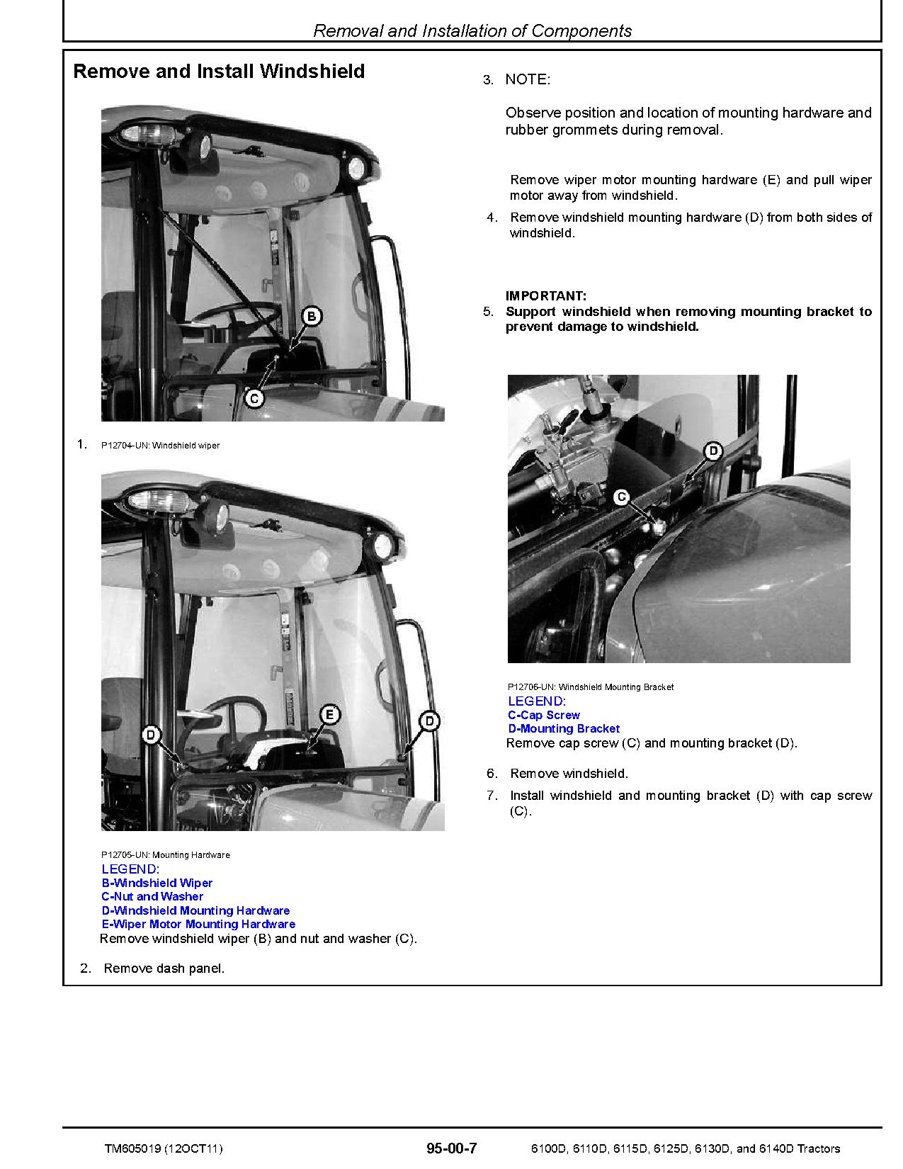 John Deere 6100D 6110D 6115D 6125D 6130D 6140D Tractors Repair Manual TM605019 (4)