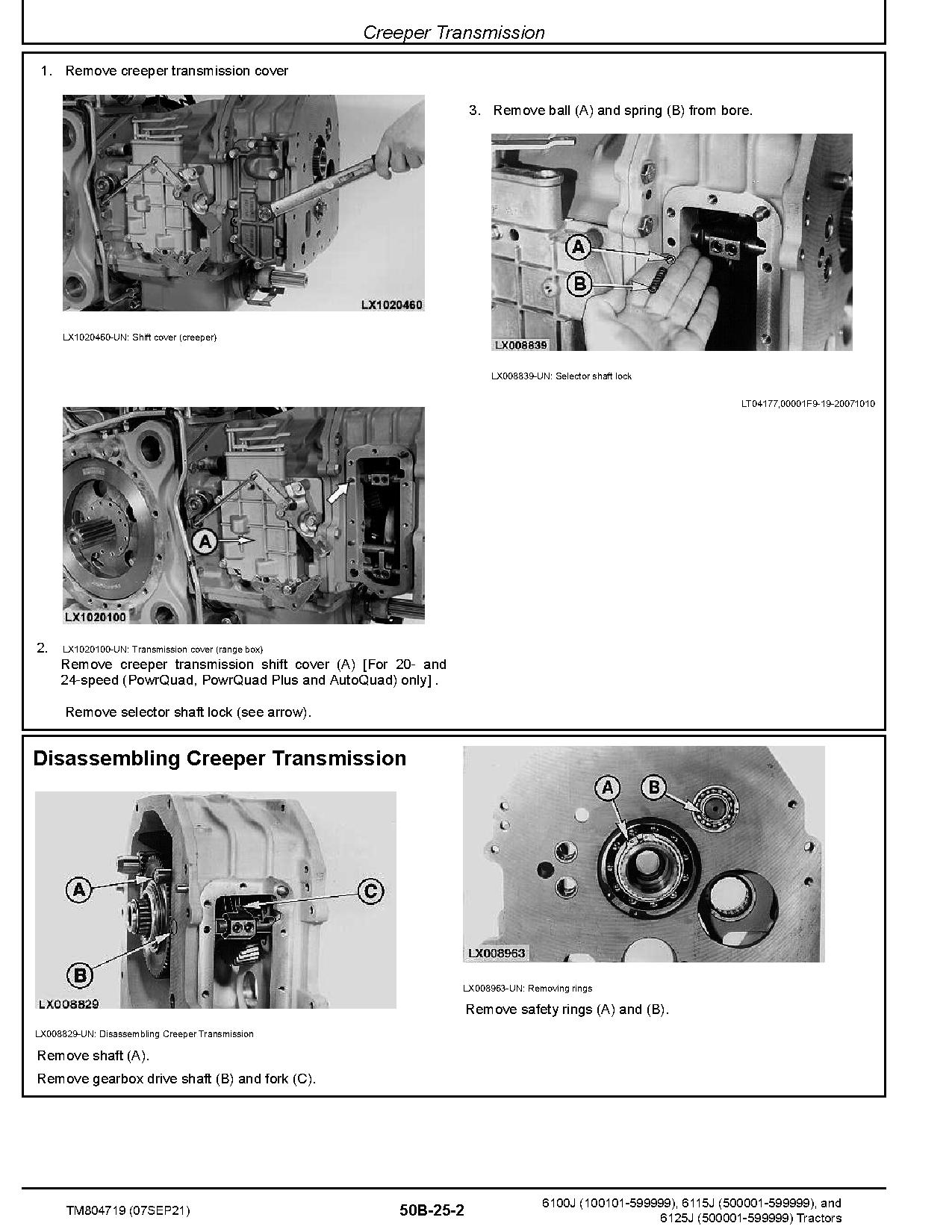 John Deere 6100J 6115J 6125J Tractors Repair Manual TM804719 (4)