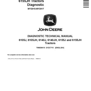 John Deere 6105J 6105JH 6140J 6140JH 6155J 6155JH Tractors Diagnostic Manual TM609419 (1)