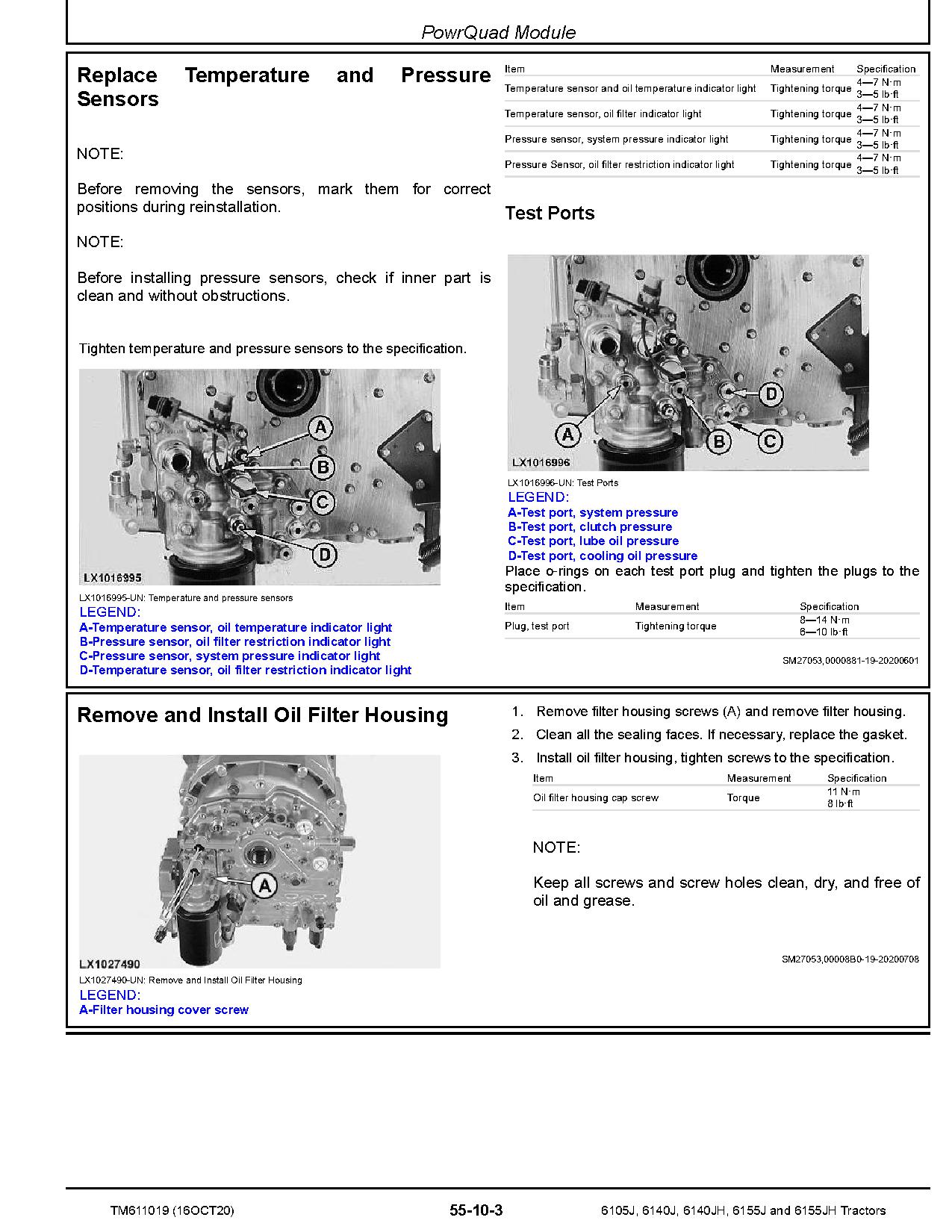 John Deere 6105J 6140J 6140JH 6155J 6155JH Tractors Repair Manual TM611019 (2)