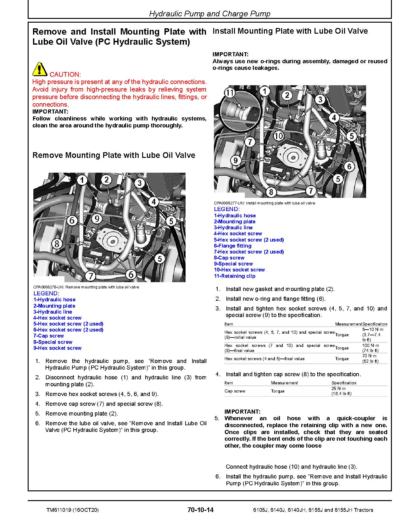 John Deere 6105J 6140J 6140JH 6155J 6155JH Tractors Repair Manual TM611019 (4)