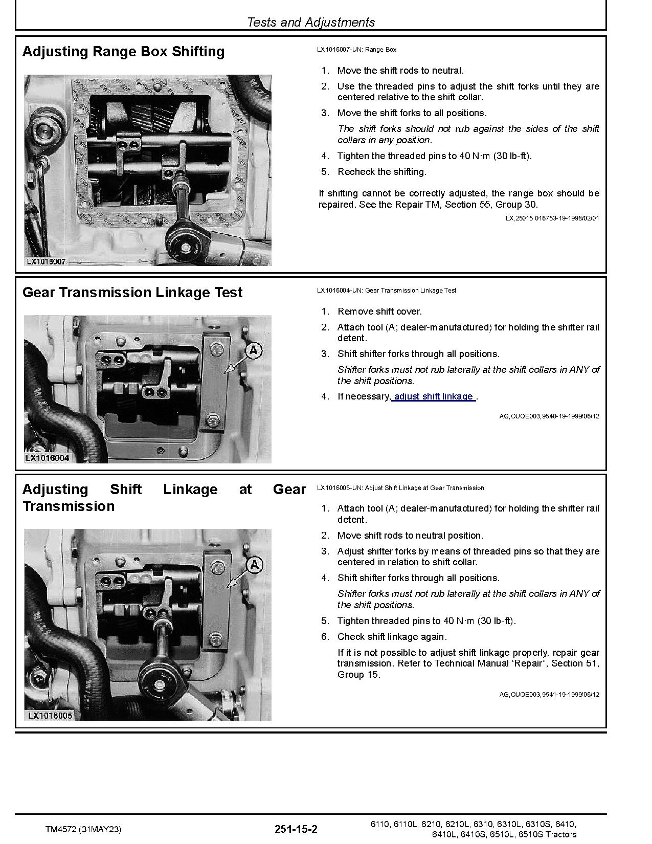 John Deere 6110 6110L 6210 6210L 6310 6310L 6310S 6410 6410L 6410S 6510L 6510S Tractors North American Operation Test Manual TM4572 (3)