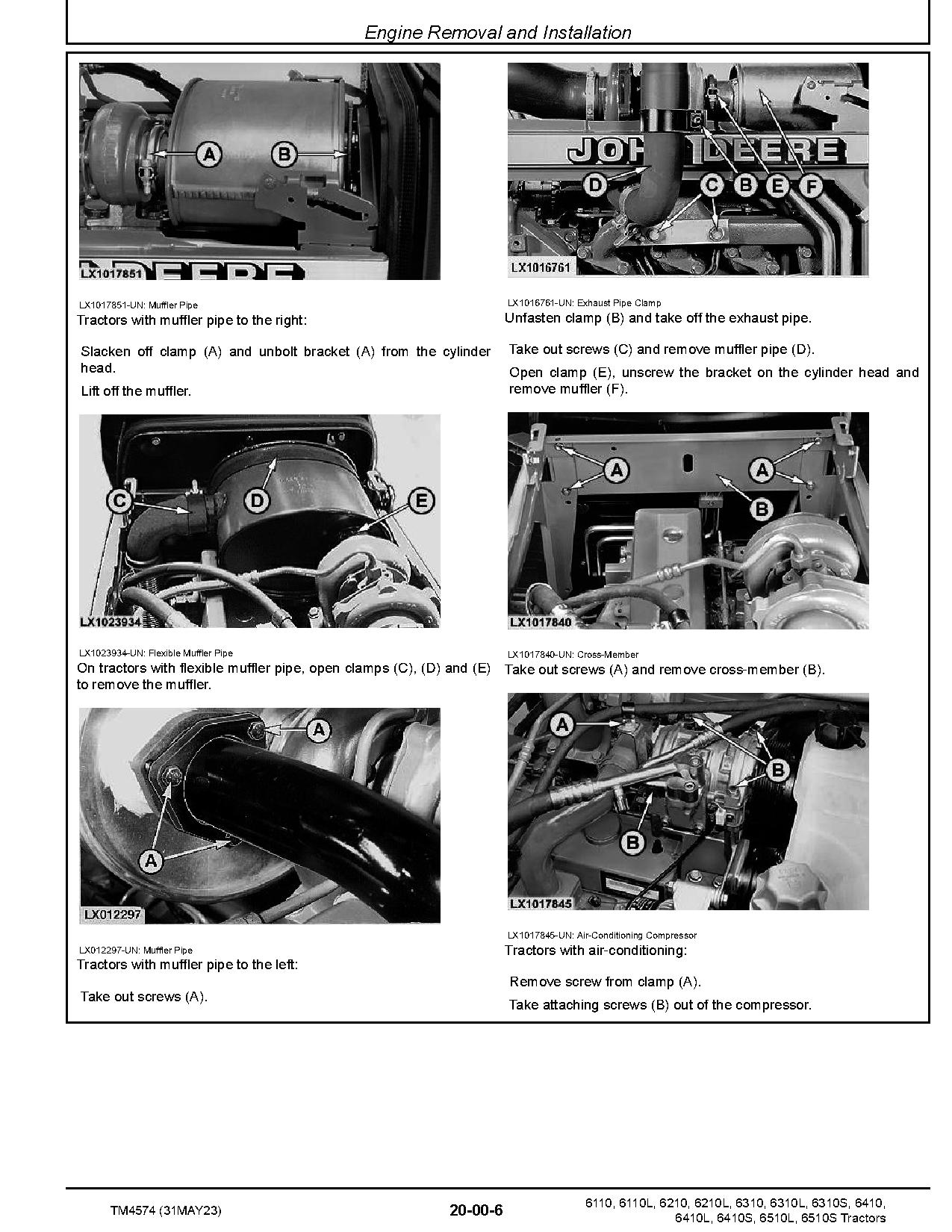John Deere 6110 6110L 6210 6210L 6310 6310L 6310S 6410 6410L 6410S 6510L 6510S Tractors North American Repair Manual TM4574 (2)