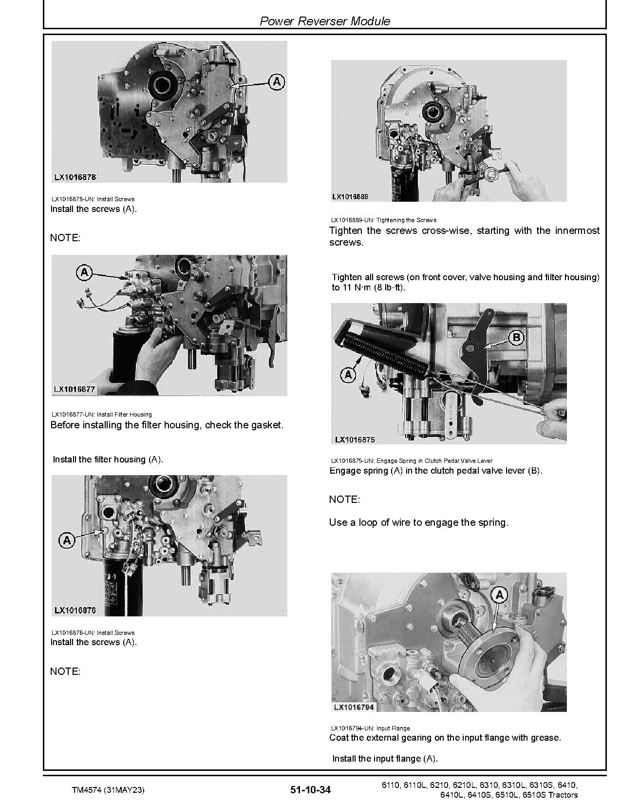 John Deere 6110 6110L 6210 6210L 6310 6310L 6310S 6410 6410L 6410S 6510L 6510S Tractors North American Repair Manual TM4574 (3)
