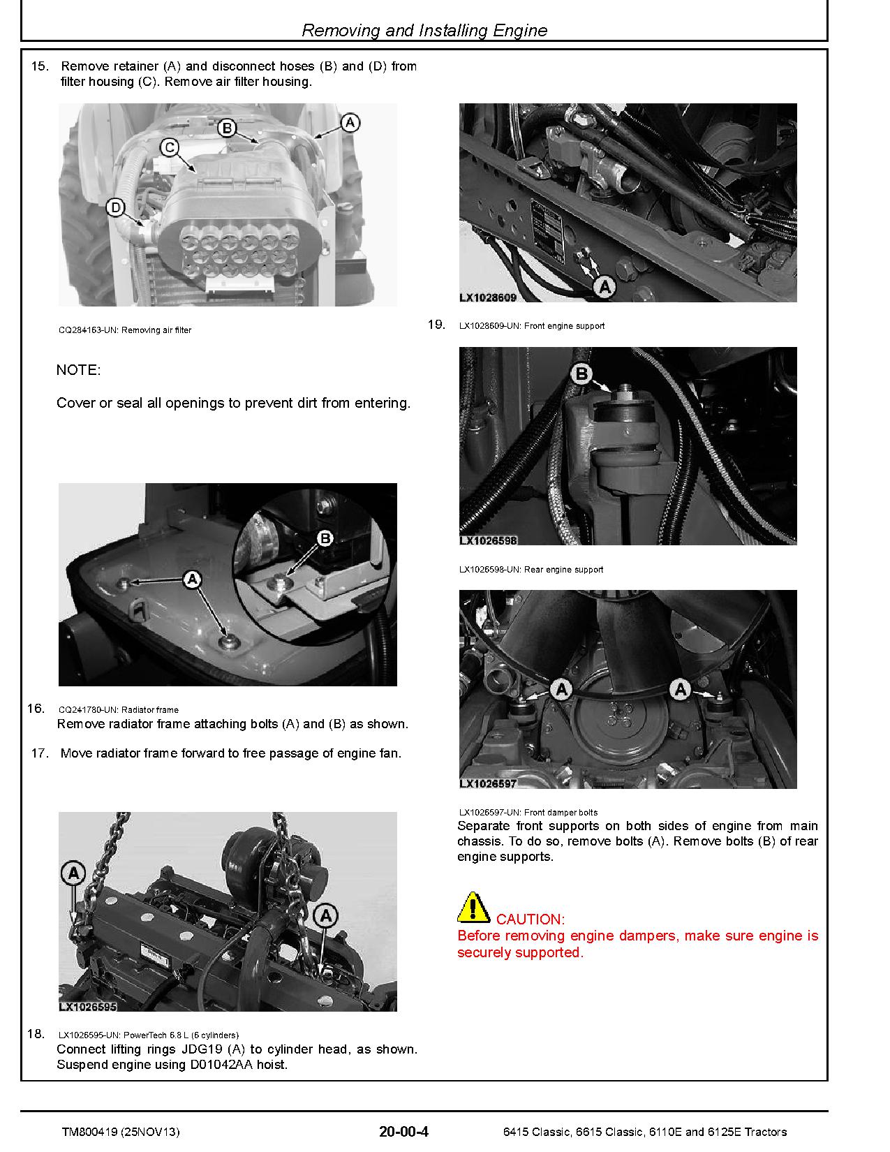 John Deere 6110E 6125E 6415 6615 Classic Tractors South America Repair Manual TM800419 (2)