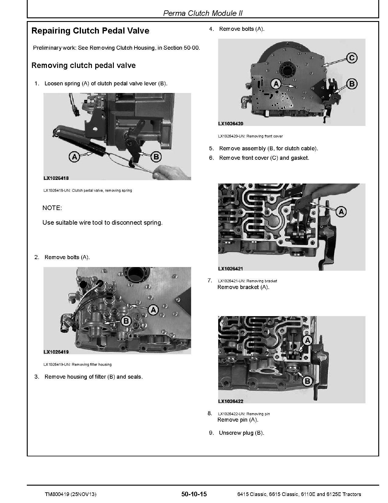 John Deere 6110E 6125E 6415 6615 Classic Tractors South America Repair Manual TM800419 (3)