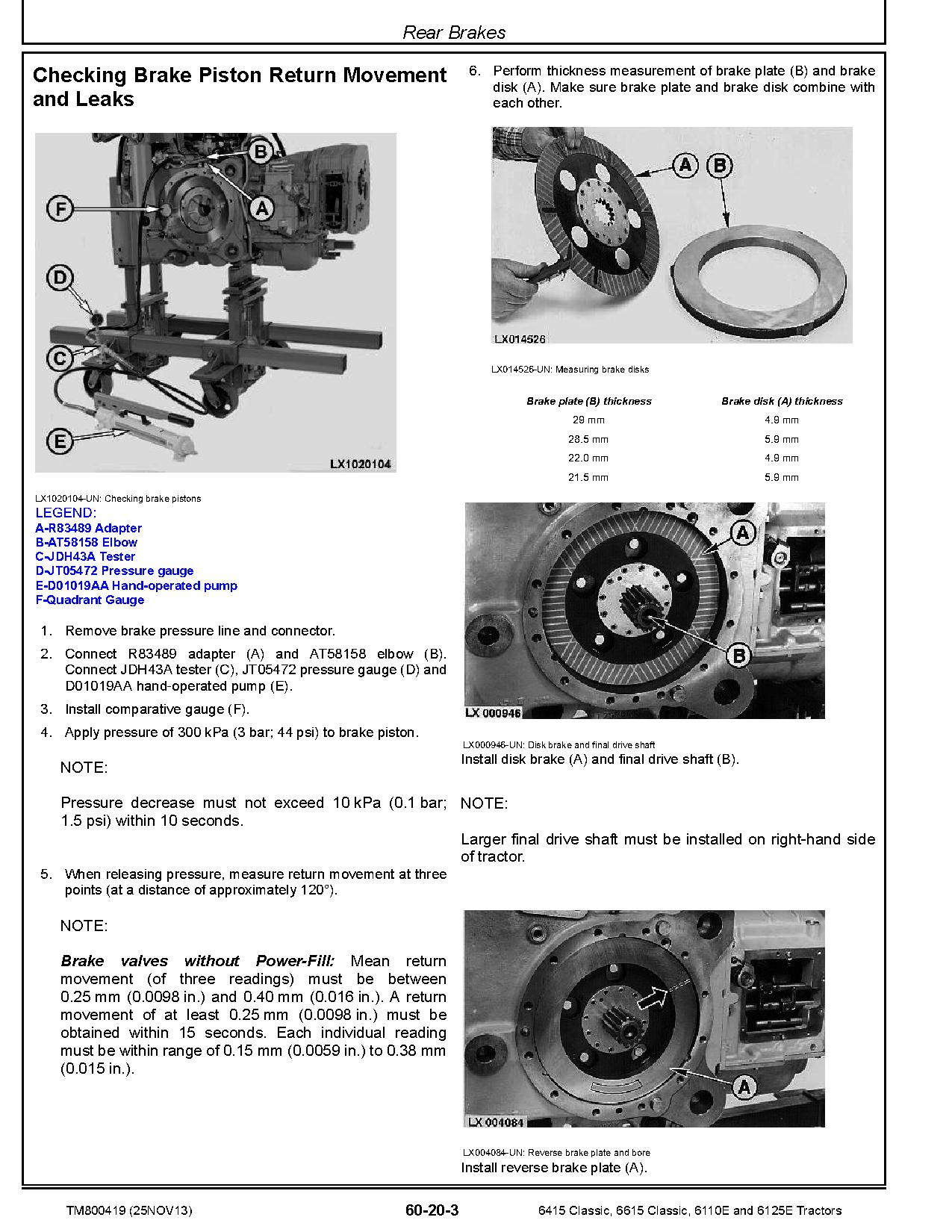 John Deere 6110E 6125E 6415 6615 Classic Tractors South America Repair Manual TM800419 (4)