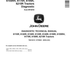 John Deere 6110R 6120R 6130R 6135R 6145R 6155R 6155RH 6175R 6195R 6215R Tractors Diagnostic Manual TM410319 (1)