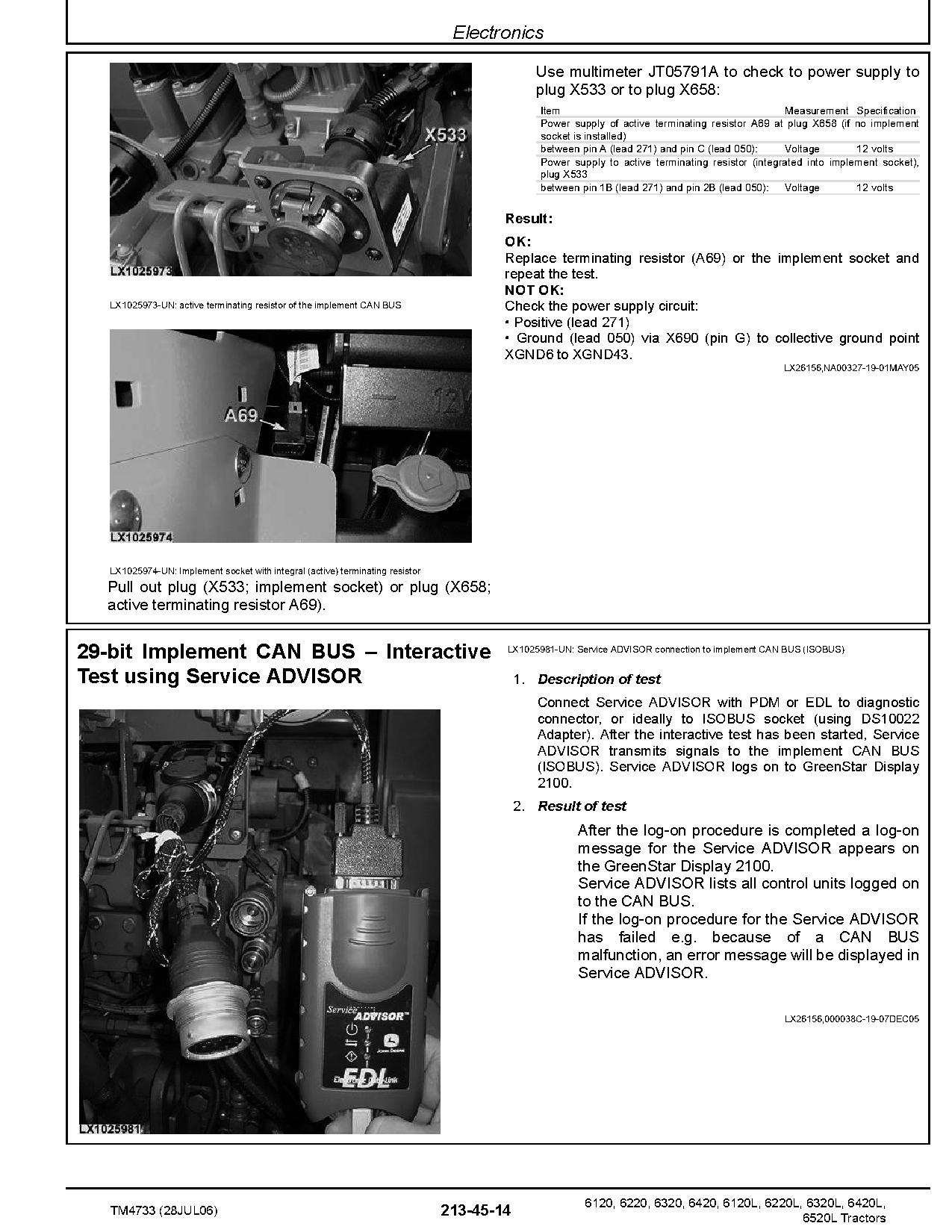 John Deere 6120 6120L 6220 6220L 6320 6320L 6420 6420L 6520L Tractors North America Diagnostic Manual TM4733 (4)