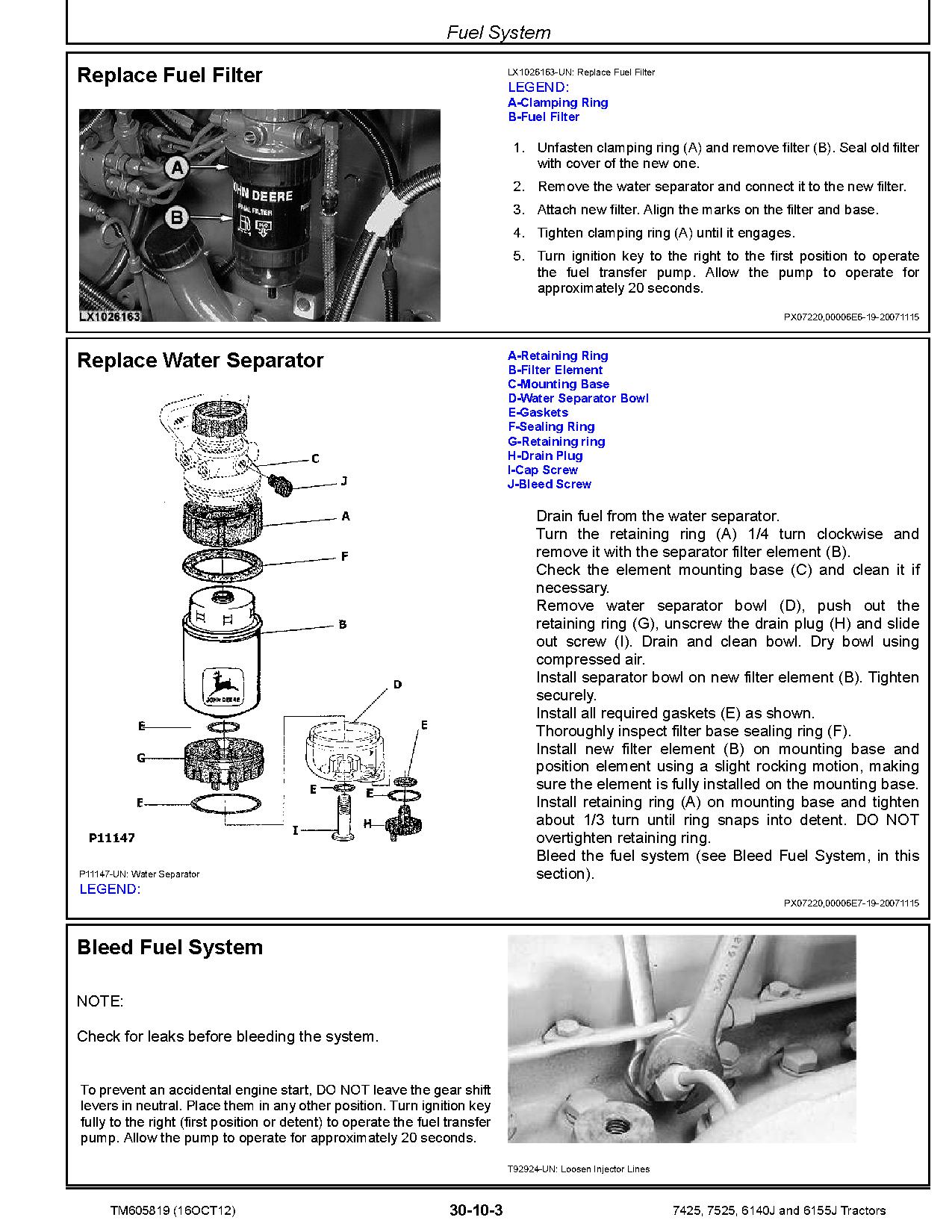 John Deere 6140J 6155J 7425 7525 Tractors Mexica Repair Manual TM605819 (3)