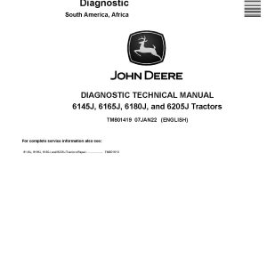 John Deere 6145J 6165J 6180J 6205J Tractors South America Africa Diagnostic Manual TM801419 (1)