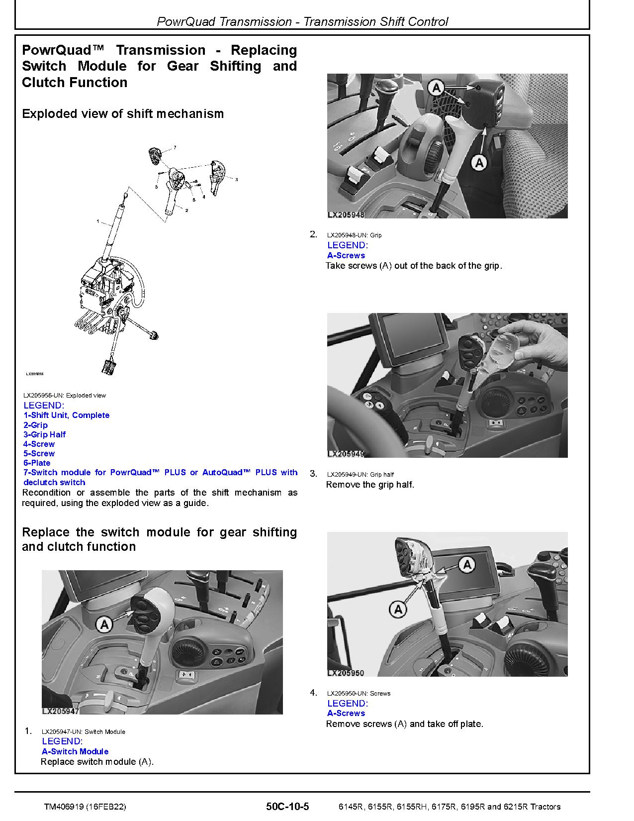 John Deere 6145R 6155R 6155RH 6175R 6195R 6215R Tractors Repair Manual TM406919 (2)