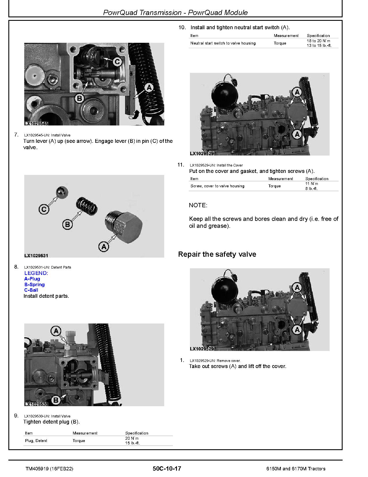 John Deere 6150M 6170M Tractors Repair Manual TM405919 (2)