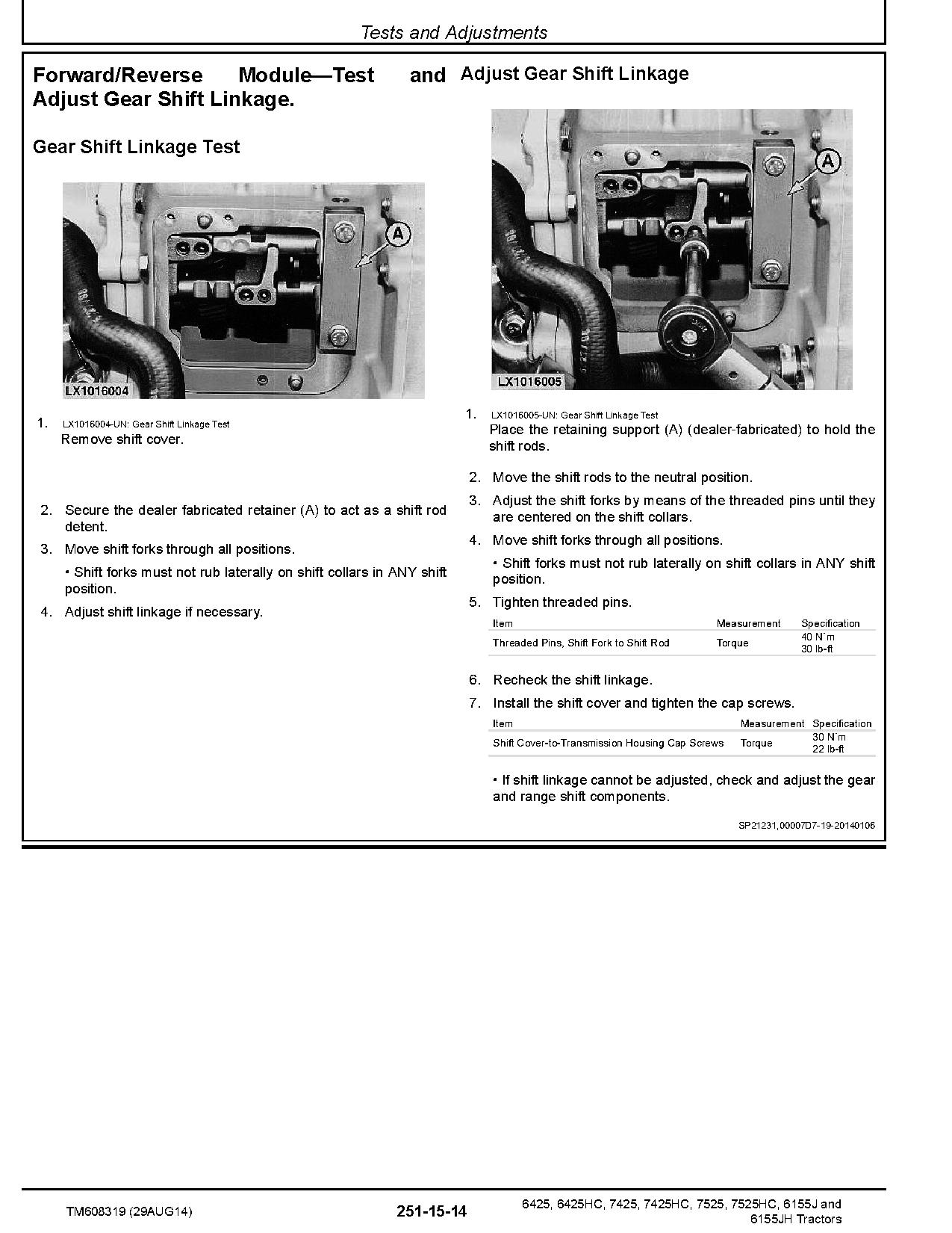John Deere 6155J 6155JH 6425 6425HC 7425 7425HC 7525 7525HC Tractors Mexica Operation Test Manual TM608319 (2)