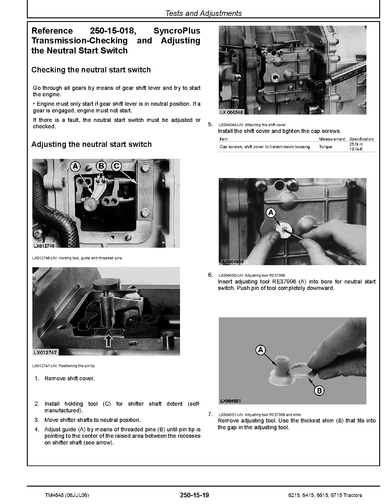 John Deere 6215 6415 6615 6715 Tractors North American Operation Test Manual TM4648 (3)