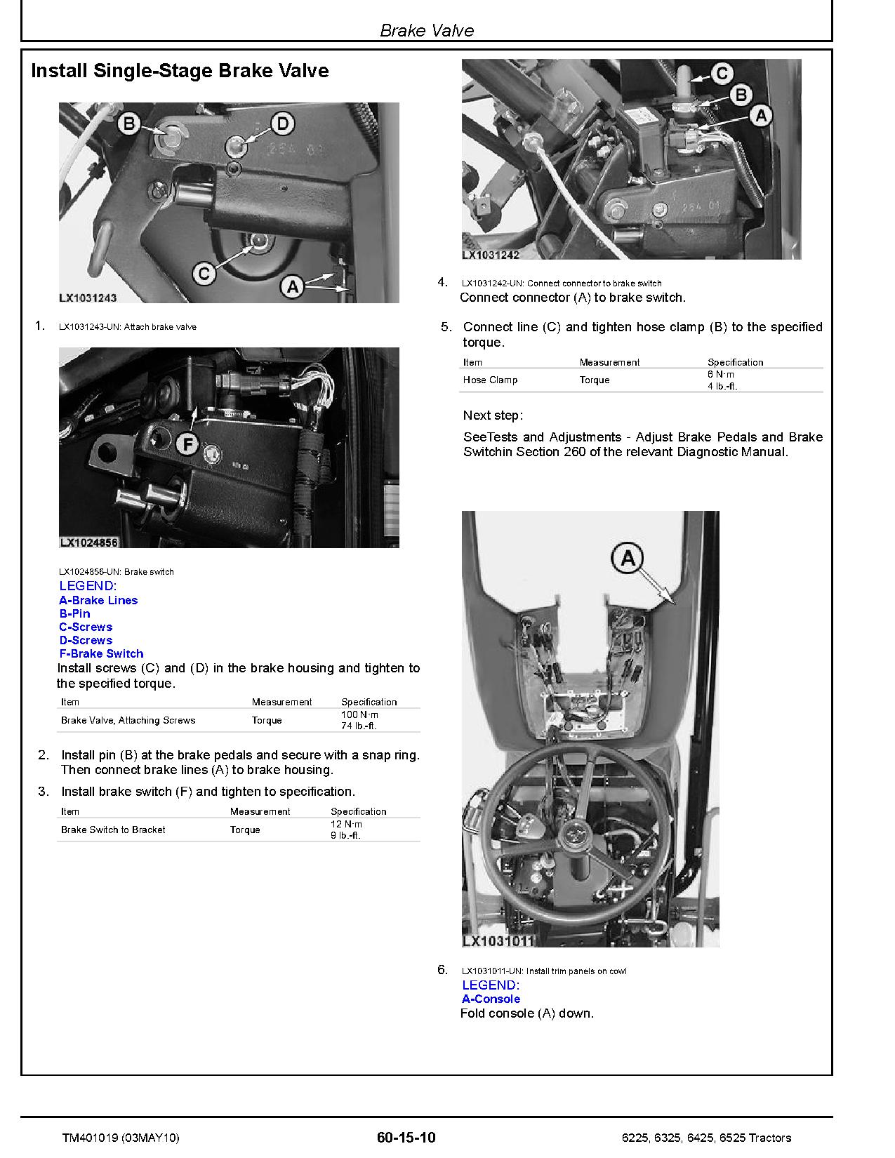 John Deere 6225 6325 6425 6525 Tractors European Repair Manual TM401019 (4)