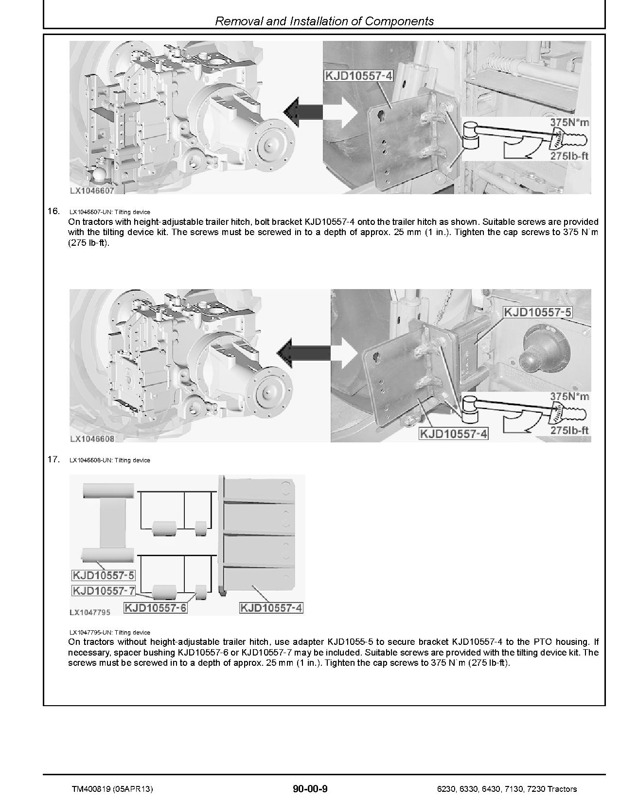John Deere 6230 6330 6430 7130 7230 Tractors North American Repair Manual TM400819 (4)