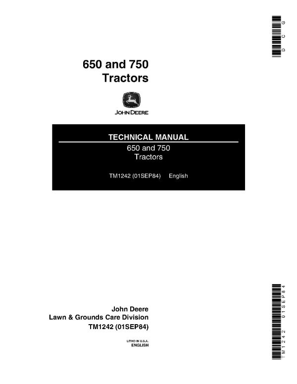 John Deere 650 750 Utility Tractors Technical Manual Tm1242 (1)