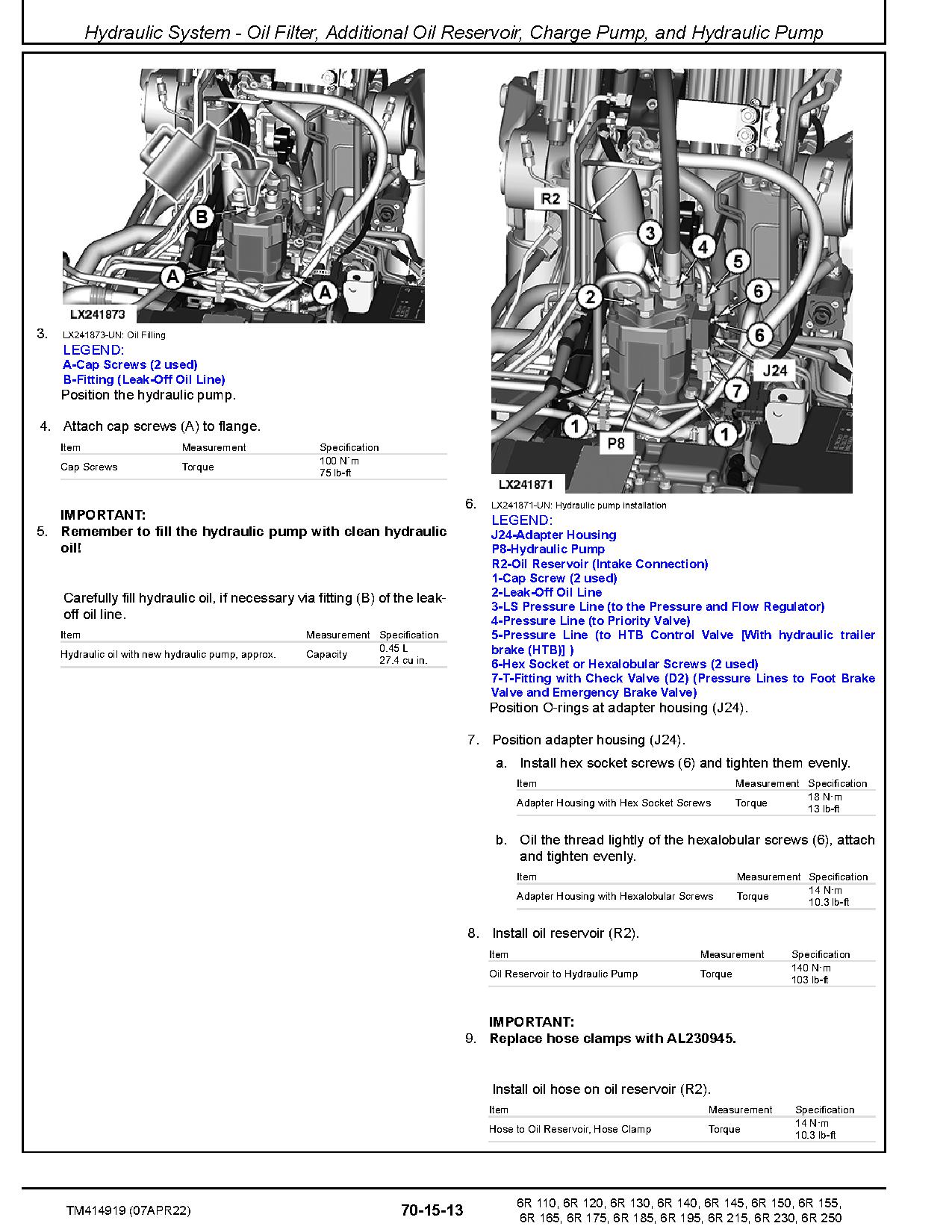 John Deere 6R 110 6R 120 6R 130 6R 140 6R 145 6R 150 Tractors Repair Manual TM414919 (4)