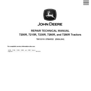 John Deere 7200R 7215R 7230R 7260R 7280R Tractors Repair Manual TM110119 (1)