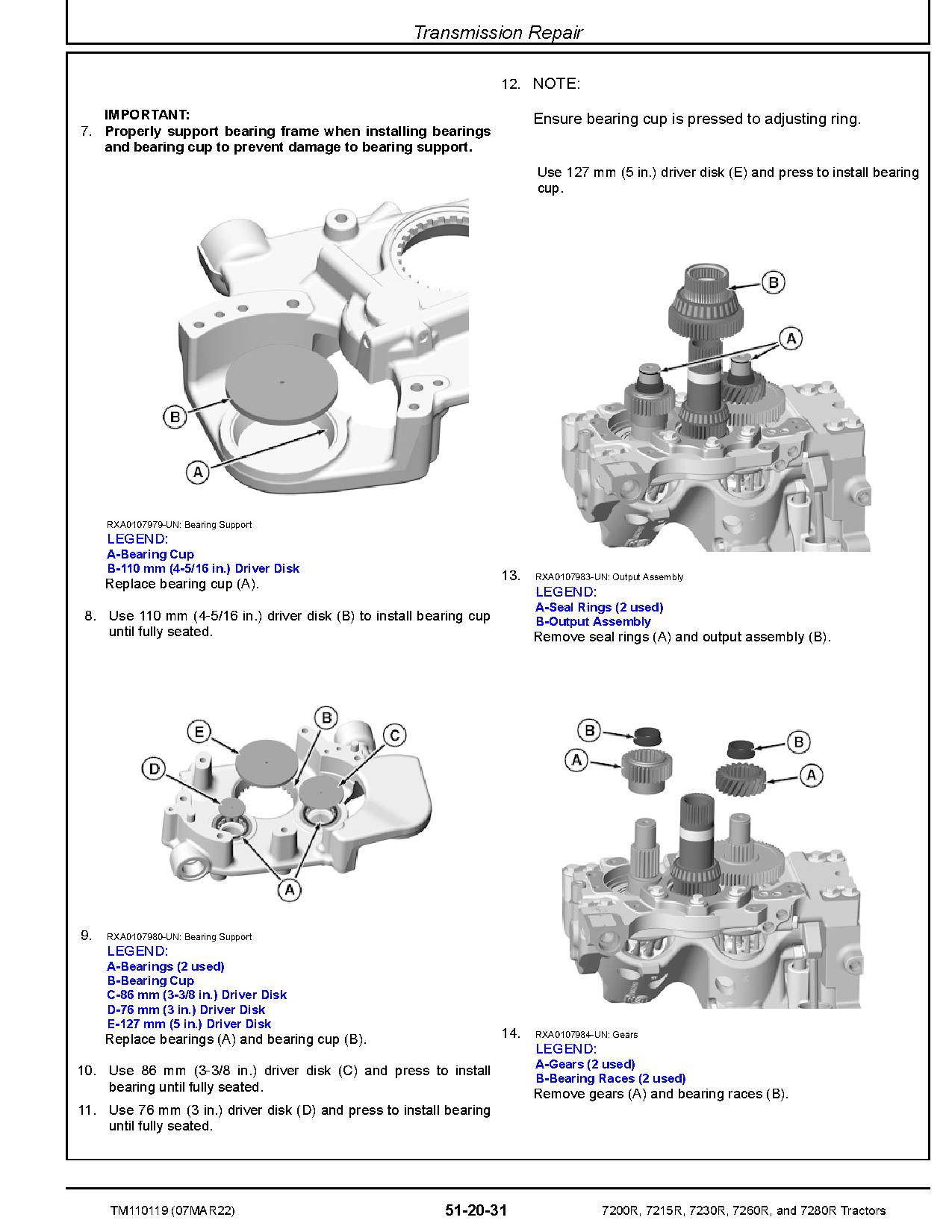 John Deere 7200R 7215R 7230R 7260R 7280R Tractors Repair Manual TM110119 (3)