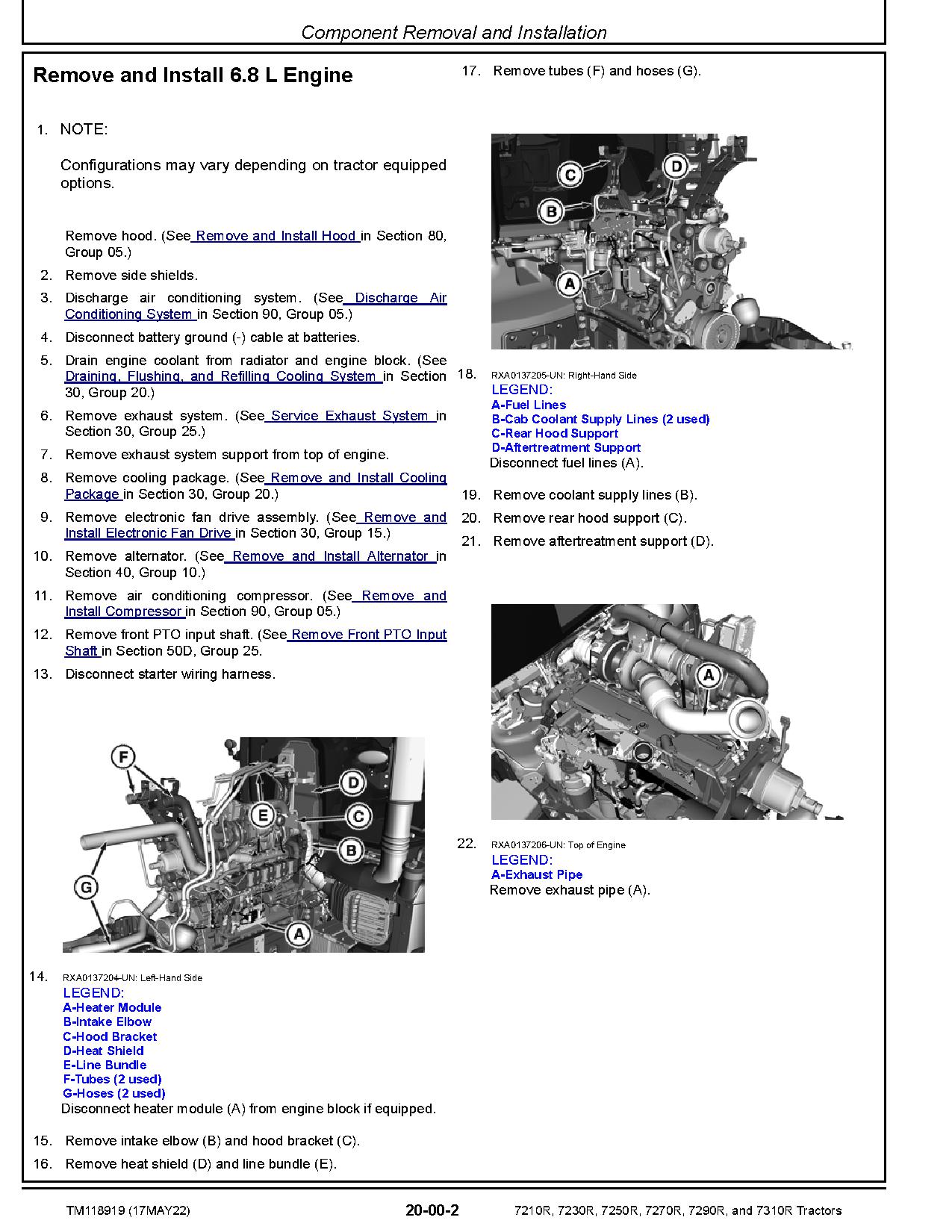 John Deere 7210R 7230R 7250R 7270R 7290R 7310R Tractors Repair Manual TM118919 (2)