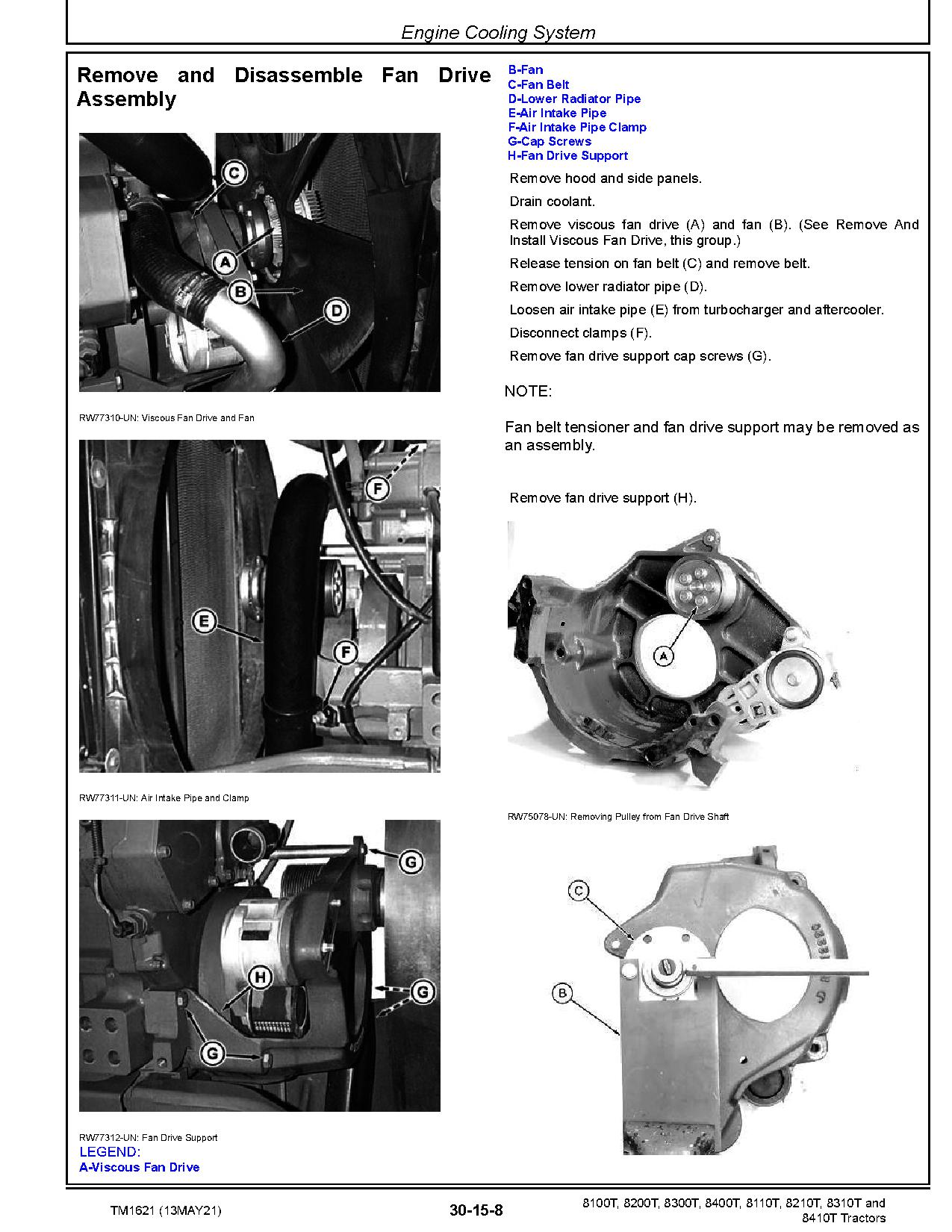 John Deere 8100T 8110T 8200T 8210T 8300T 8310T 8400T 8410T Tracked Tractors Repair Manual TM1621 (2)