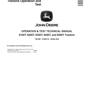 John Deere 8120T 8220T 8320T 8420T 8520T Tracked Tractors Operation Test Manual TM1981 (1)
