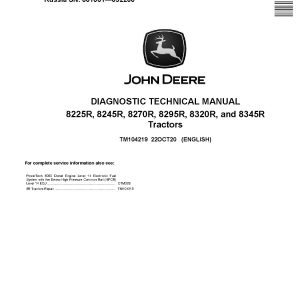 John Deere 8225R 8245R 8270R 8295R 8320R 8345R Tractors Diagnostic Manual TM104219 (1)