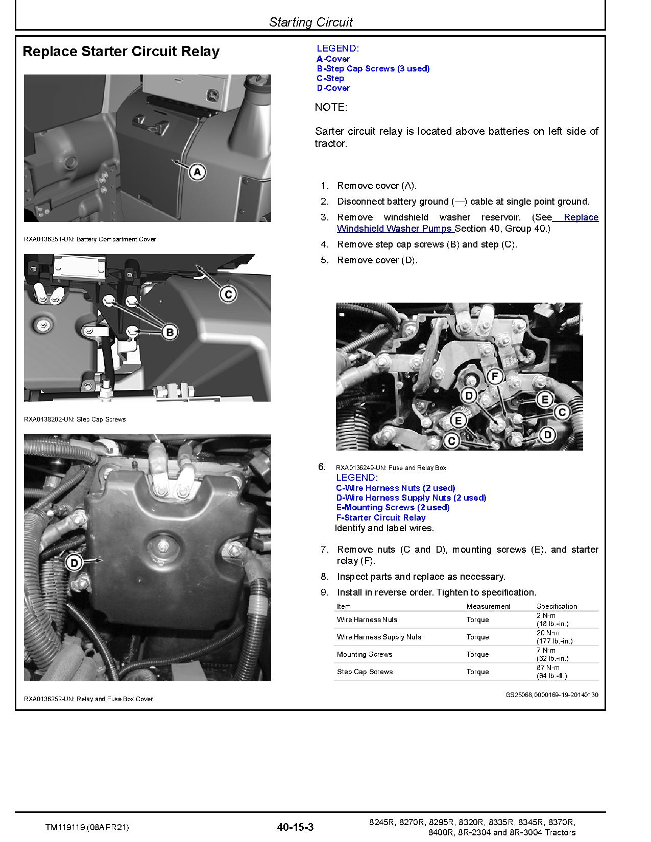 John Deere 8245R 8270R 8295R 8320R 8335R 8345R 8370R 8400R 8R 2304 8R 3004 Tractors Repair Manual TM119119 (2)